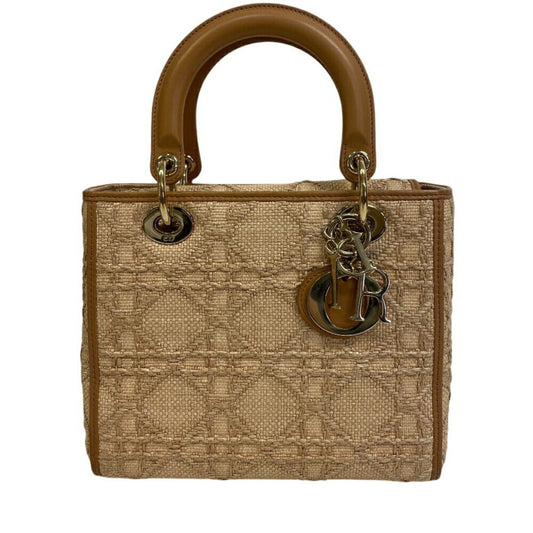 Christian Dior Beige Raffia Leather Shoulder Bag ()