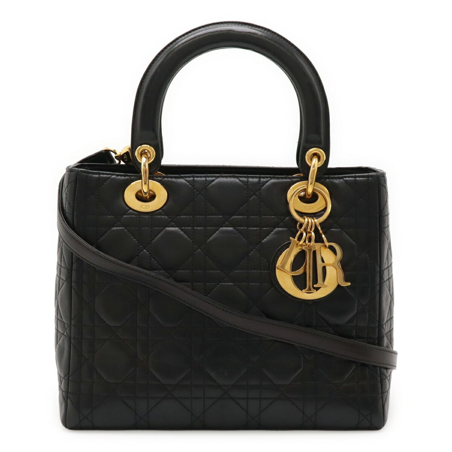 Christian Dior Black Leather Handbag Tote Bag ()