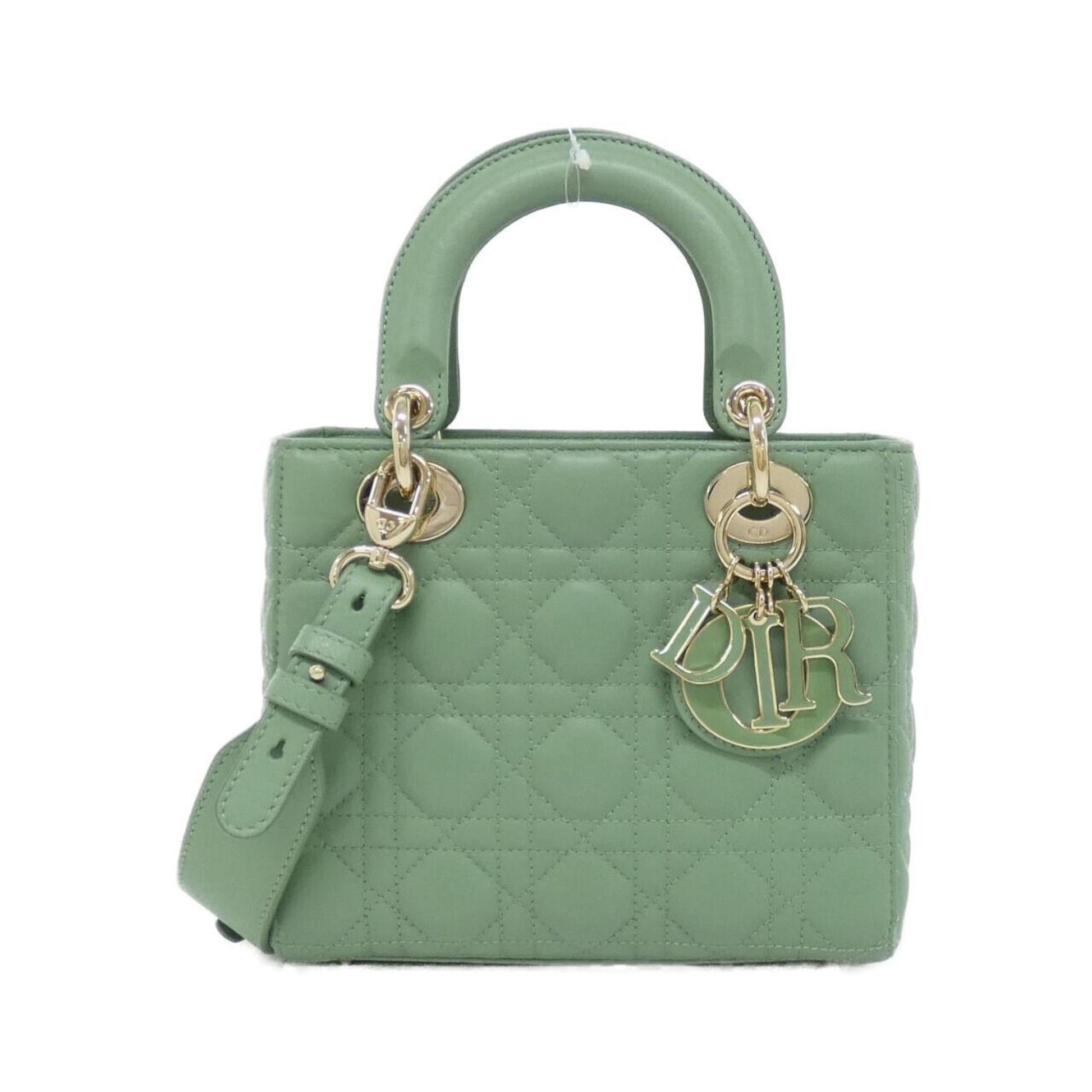 Christian Dior Lady Dior Green Leather Handbag ()