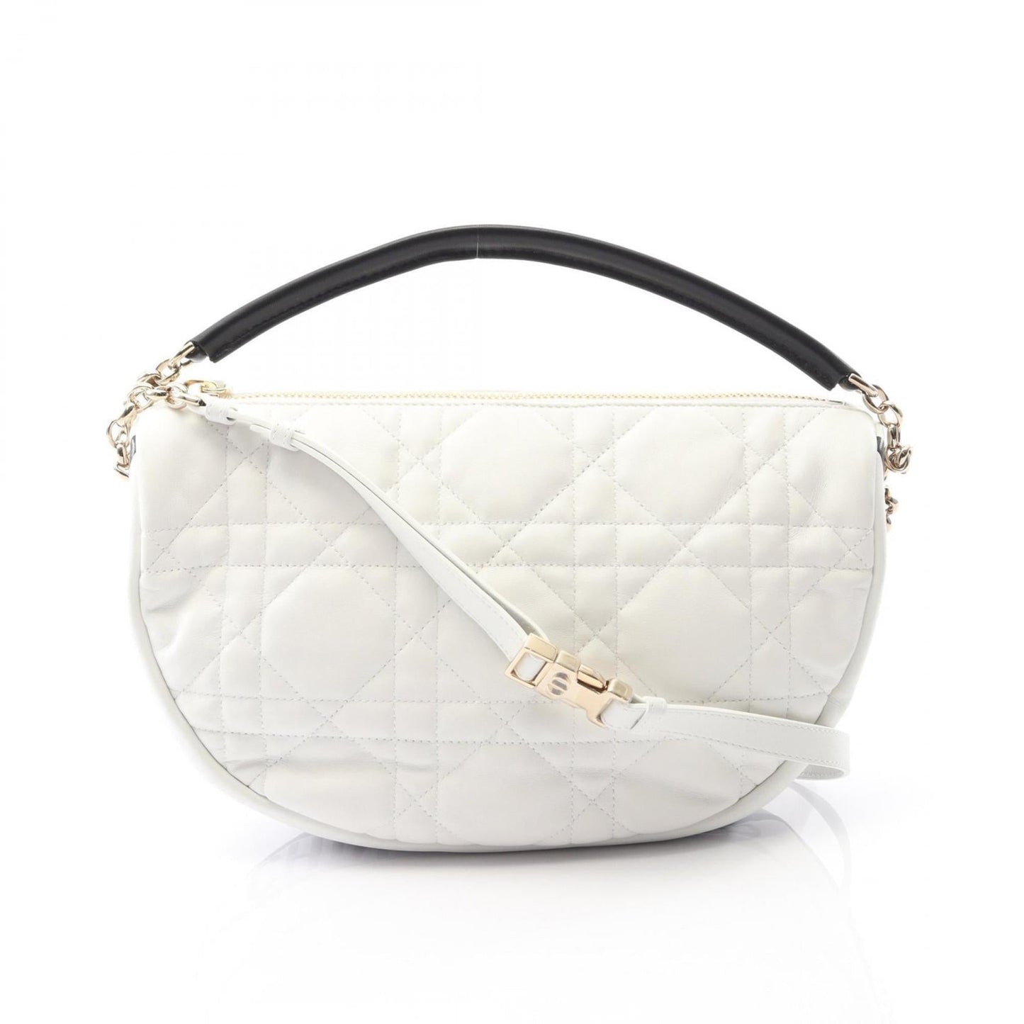 Christian Dior Black White Leather Handbag ()