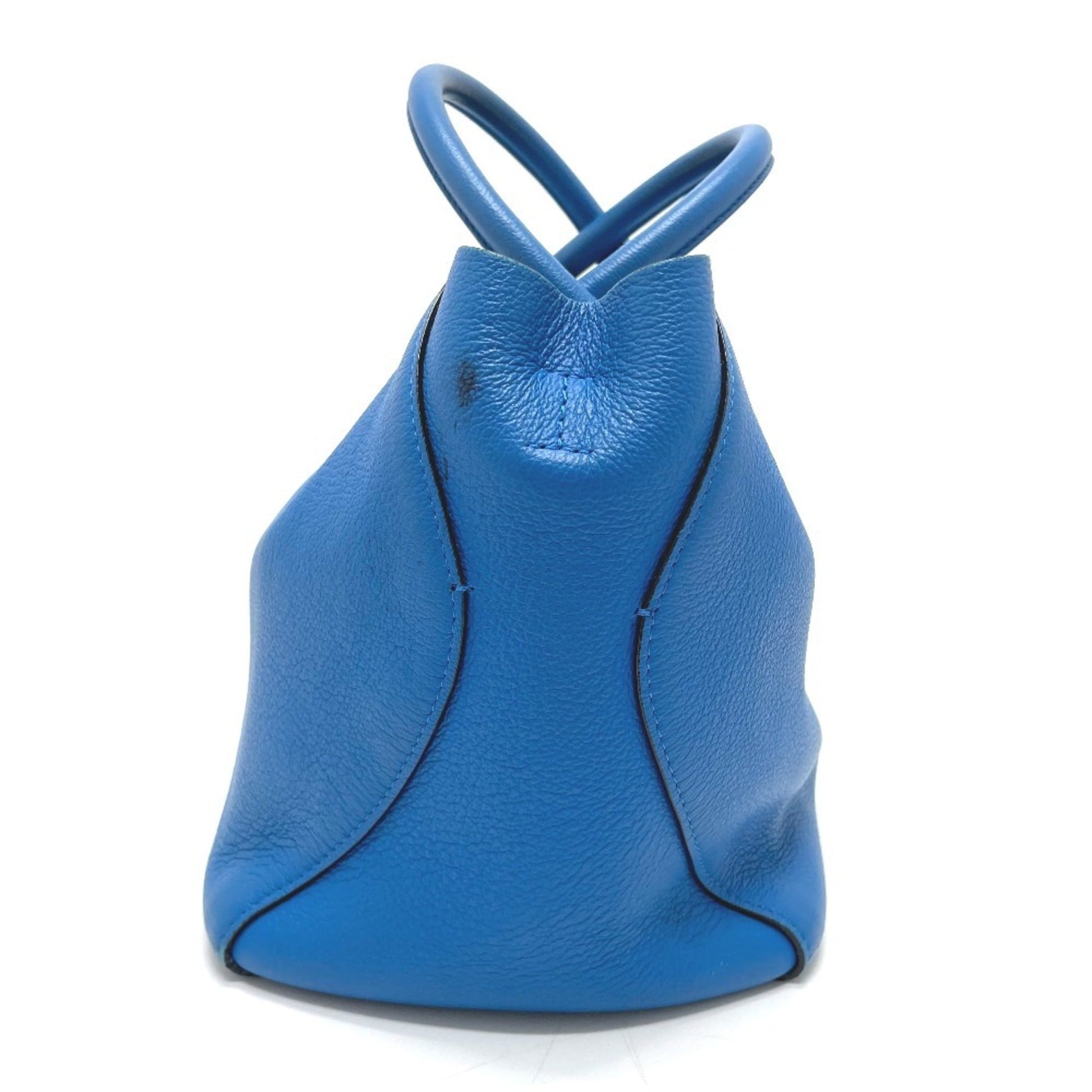 Christian Dior Blue Leather Handbag Shoulder Bag Tote Bag ()