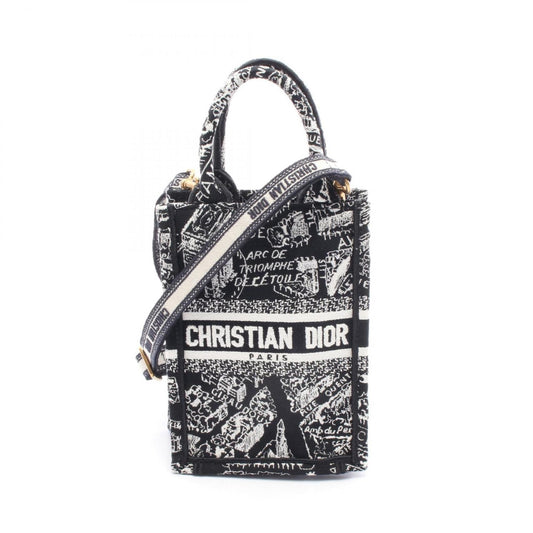 Christian Dior Black White Canvas Handbag Tote Bag ()