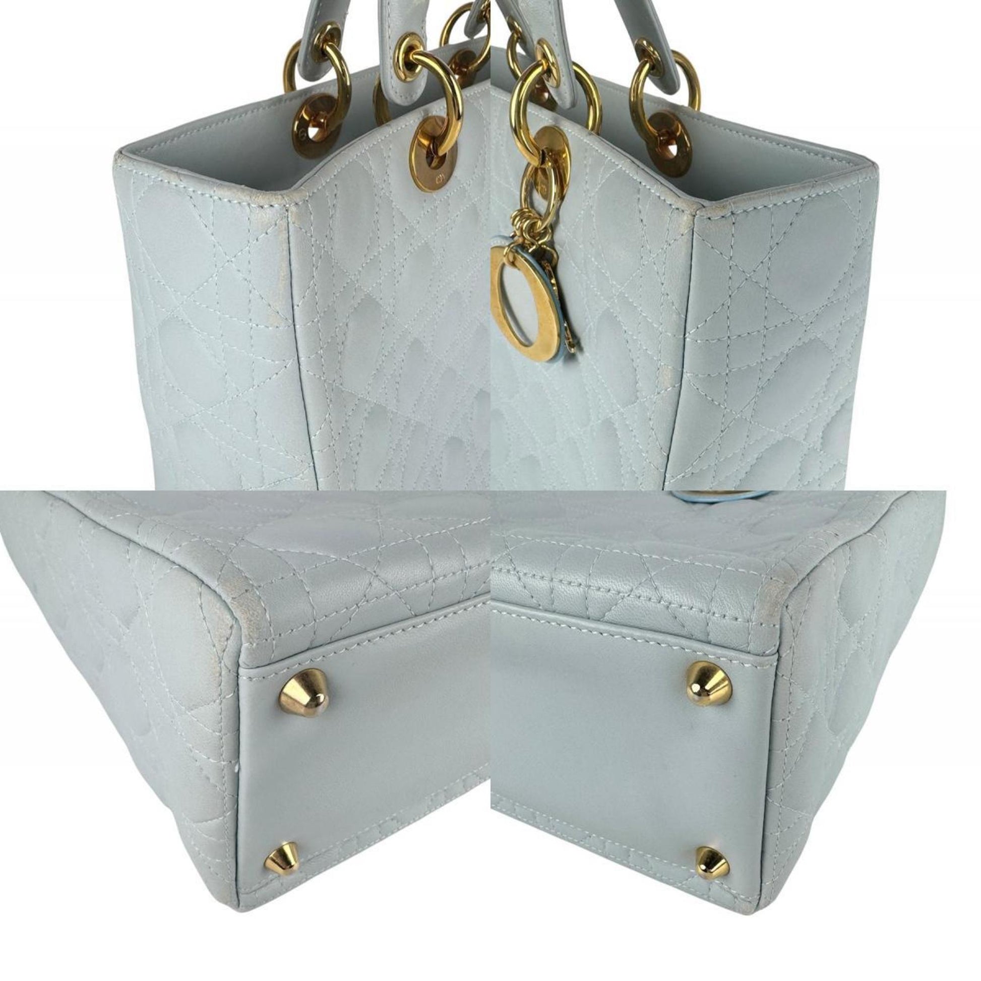 Christian Dior Light Blue Leather Handbag Shoulder Bag ()
