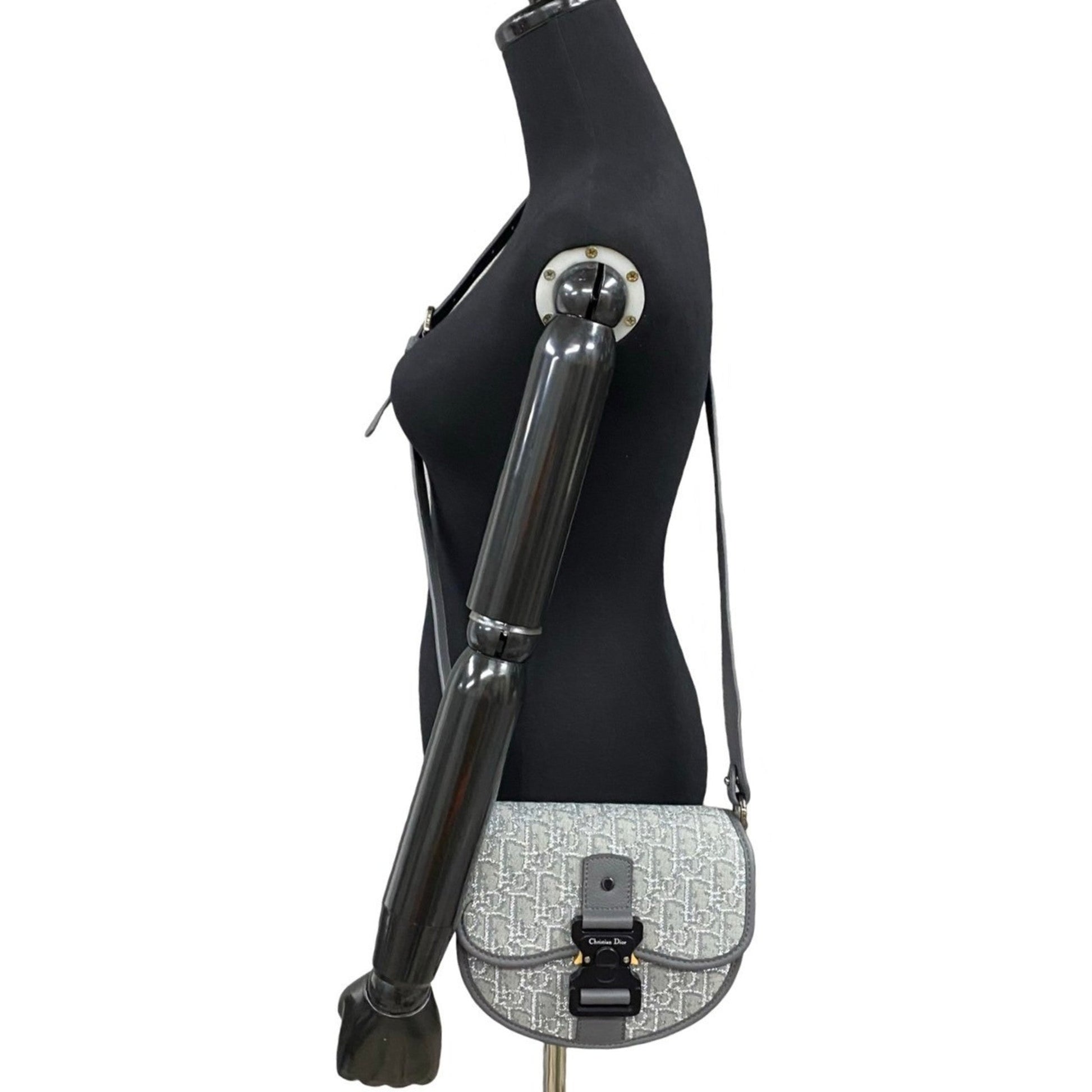 Christian Dior Gray Canvas Leather Shoulder Bag ()