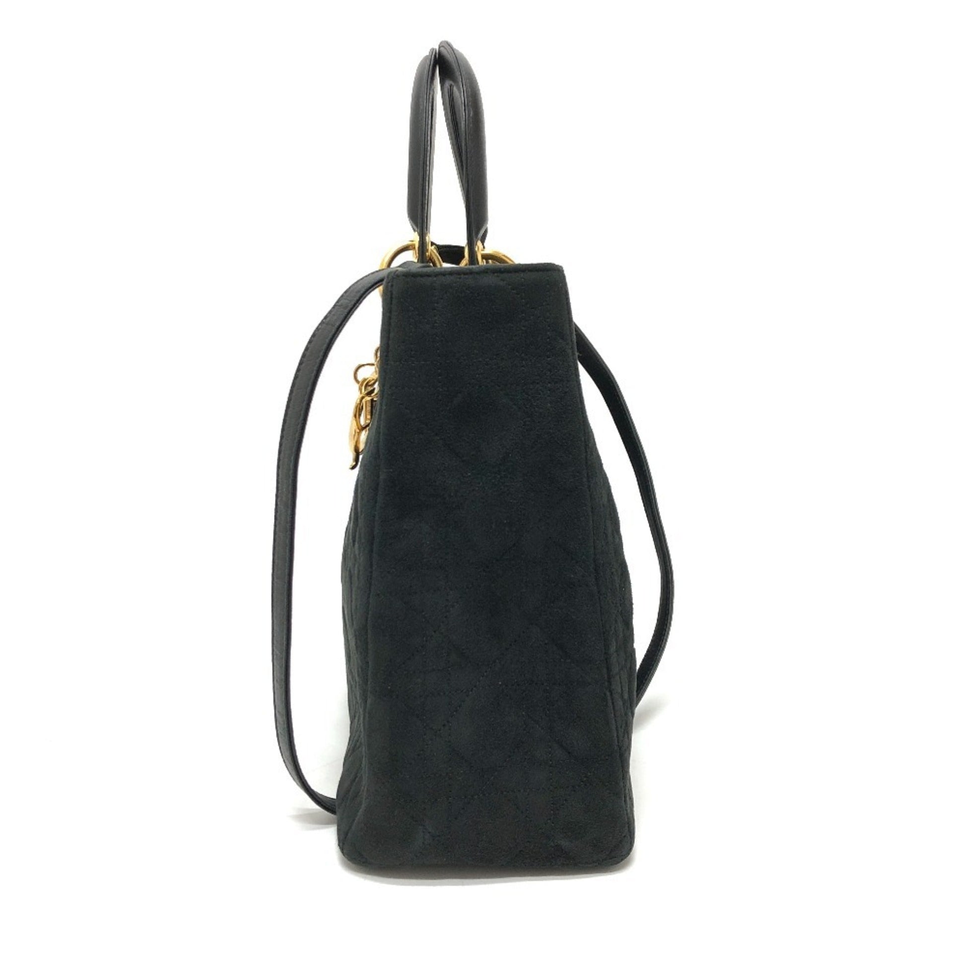 Christian Dior Black Leather Suede Handbag Shoulder Bag ()
