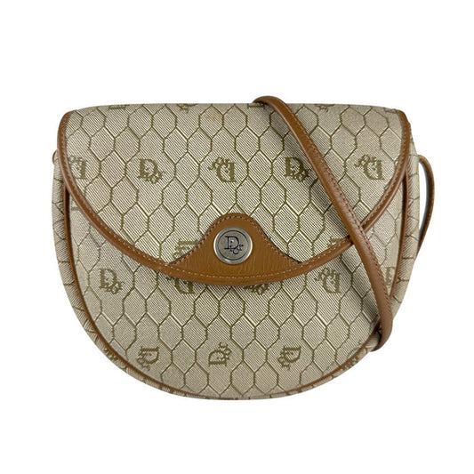 Christian Dior Beige Brown Pvc Leather Shoulder Bag ()