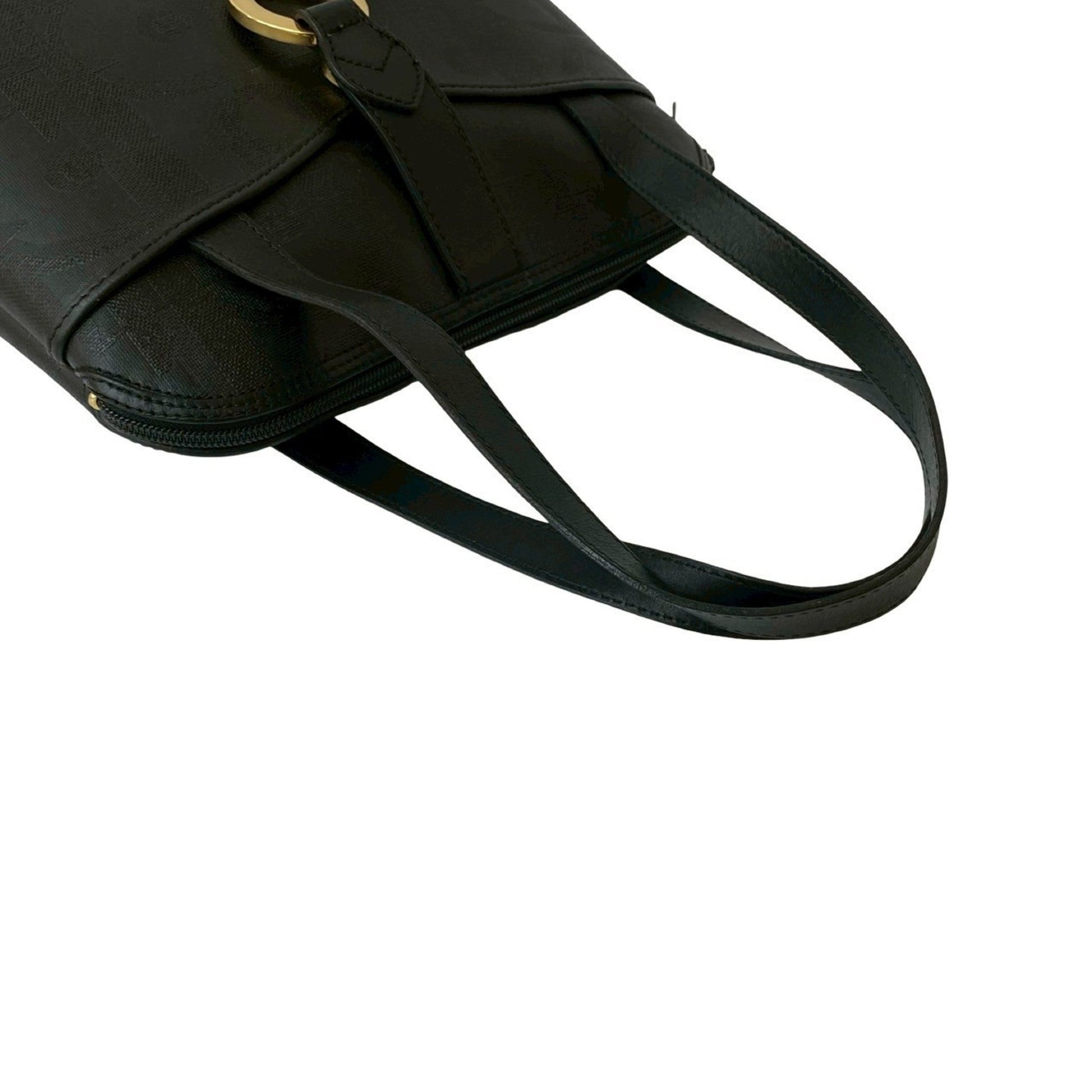 Christian Dior Black Leather Pvc Boston Bag Handbag ()