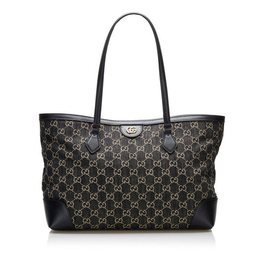 Gucci Black Leather Canvas Tote Style 33