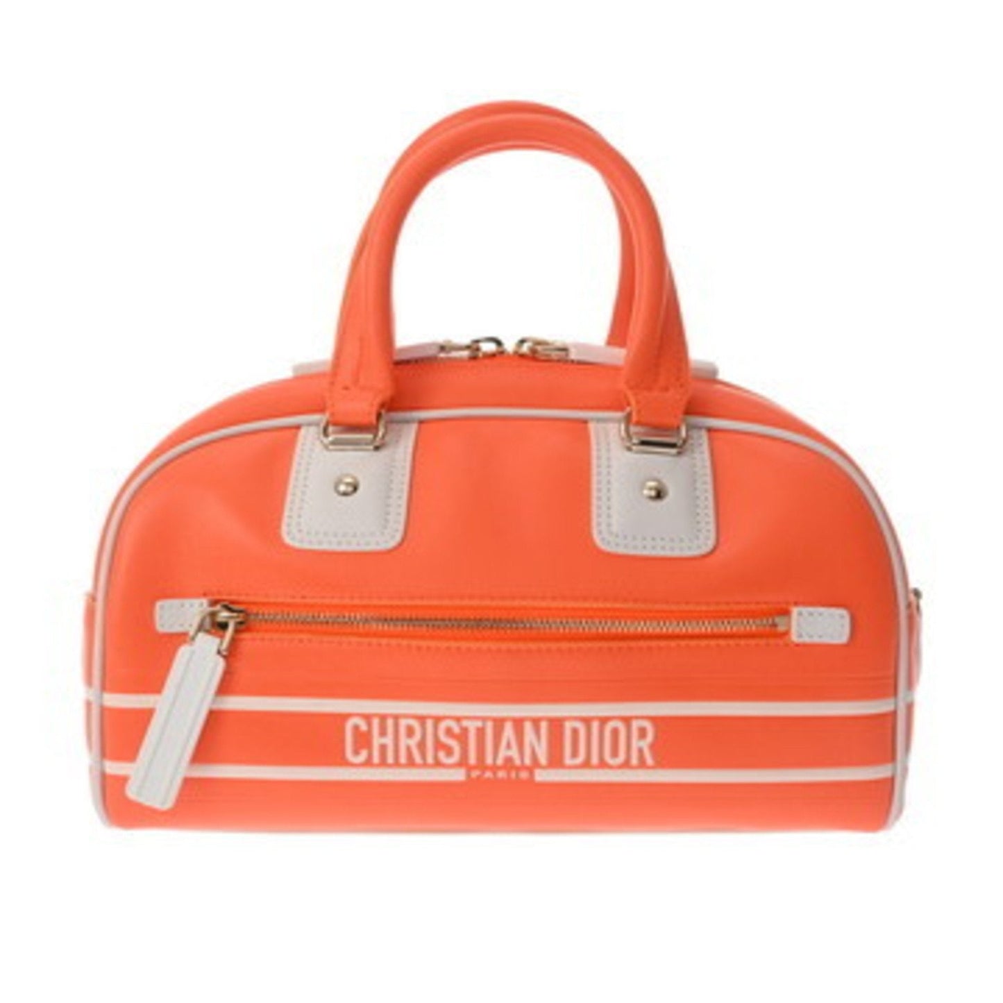 Christian Dior Orange White Leather Handbag ()