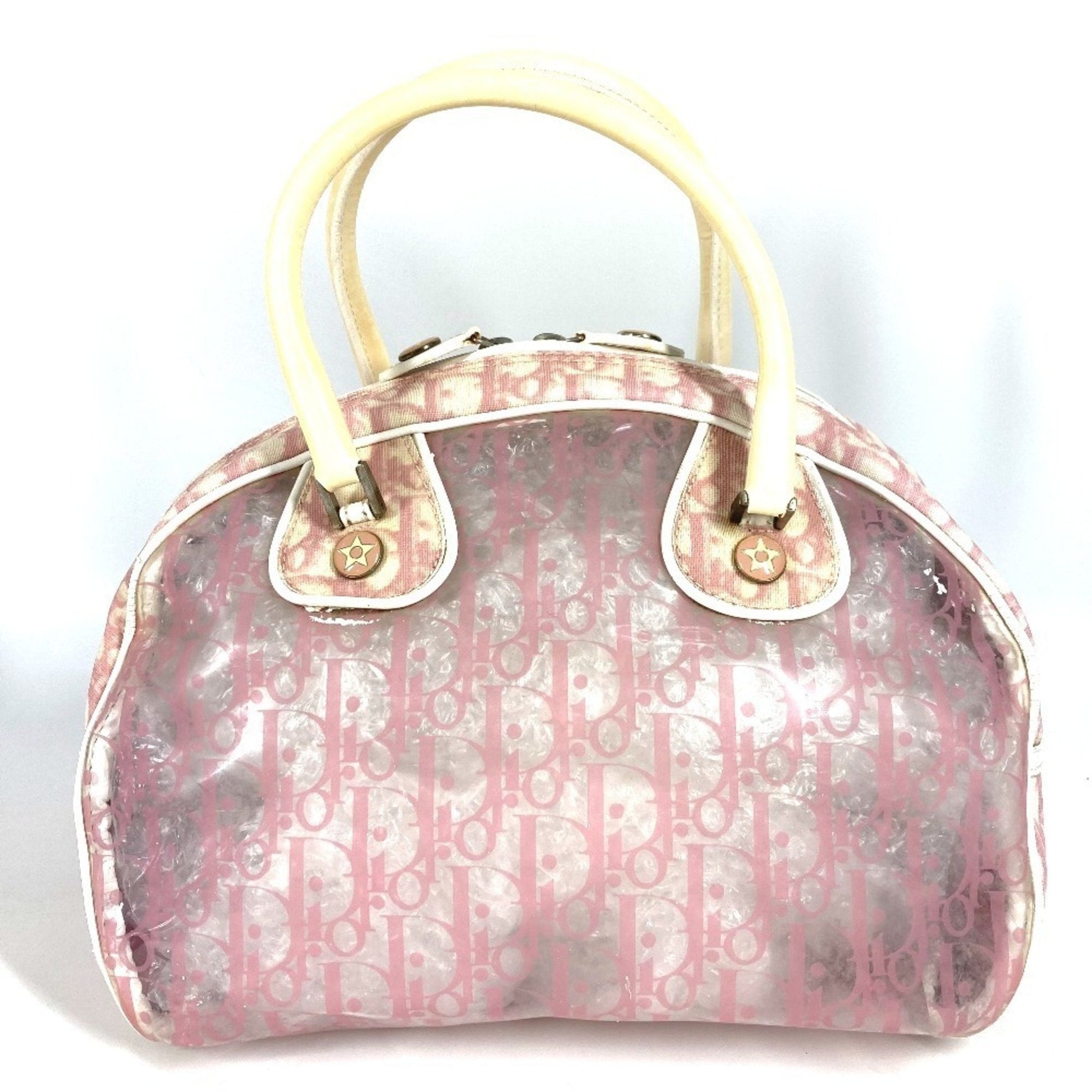 Christian Dior Pink Yellow Trotter Boston Bag Handbag Tote Bag ()