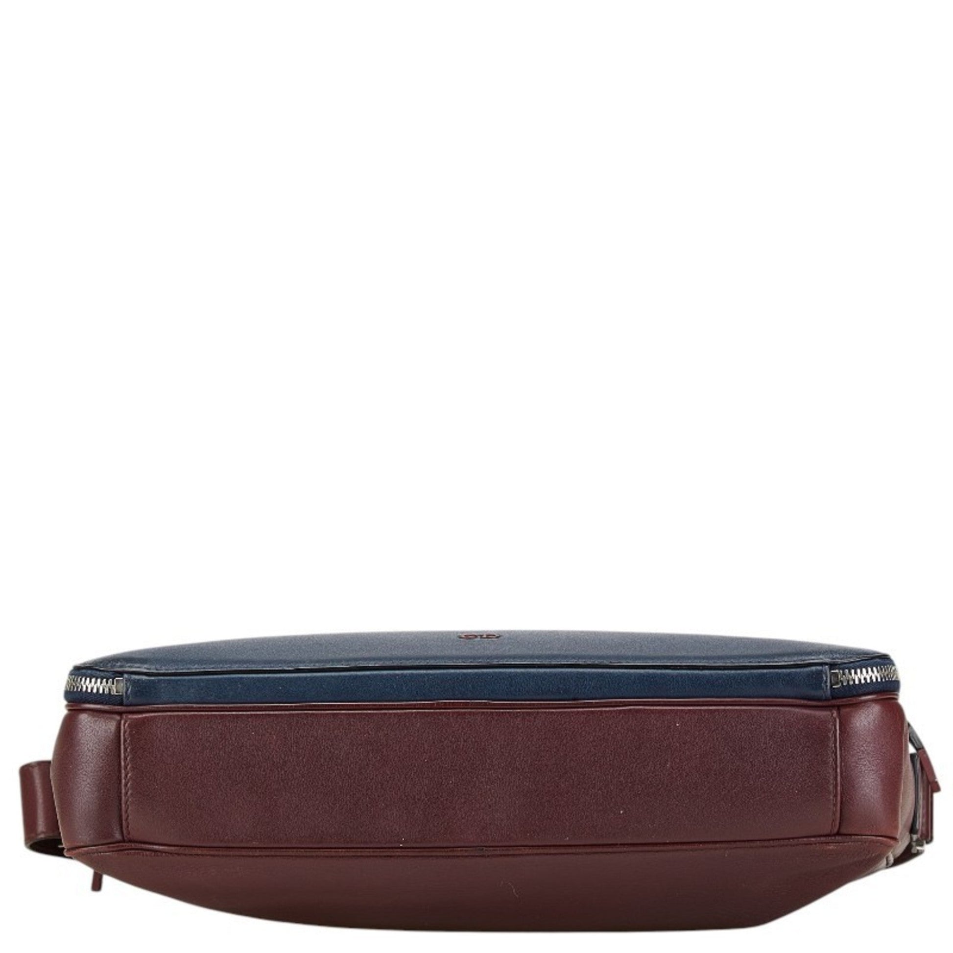 Christian Dior Navy Wine Leather Shoulder Bag ()