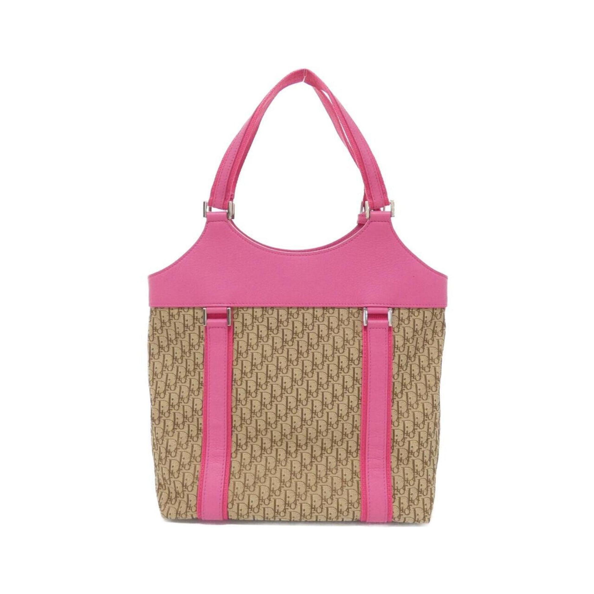 Christian Dior Beige Pink Canvas Shoulder Bag ()