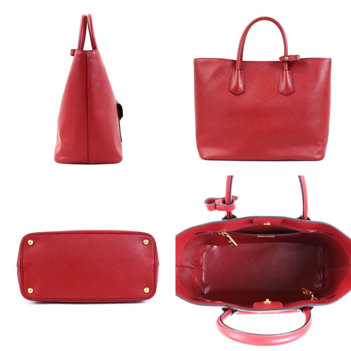 Prada HandBag Shoulder Bag Leather Red Unisex