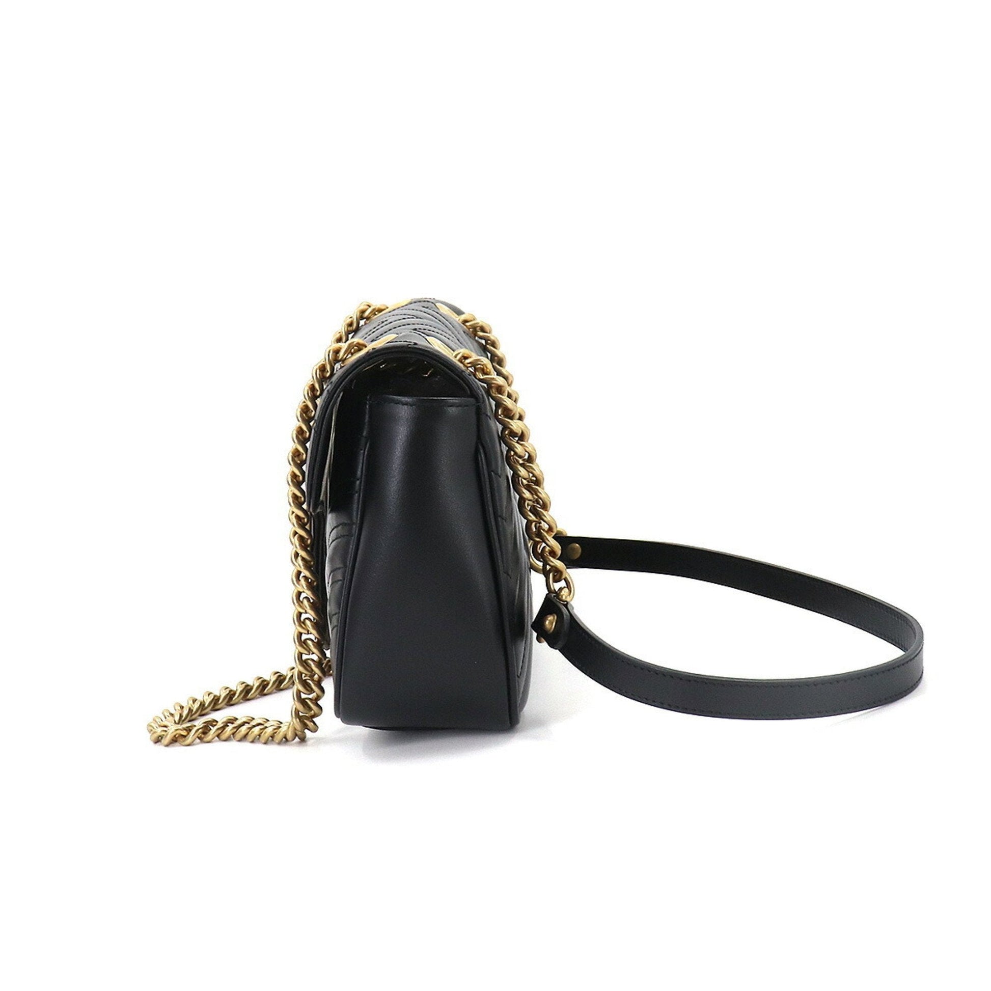 Gucci GG Marmont Black Leather Quilted Shoulder Bag Style 3