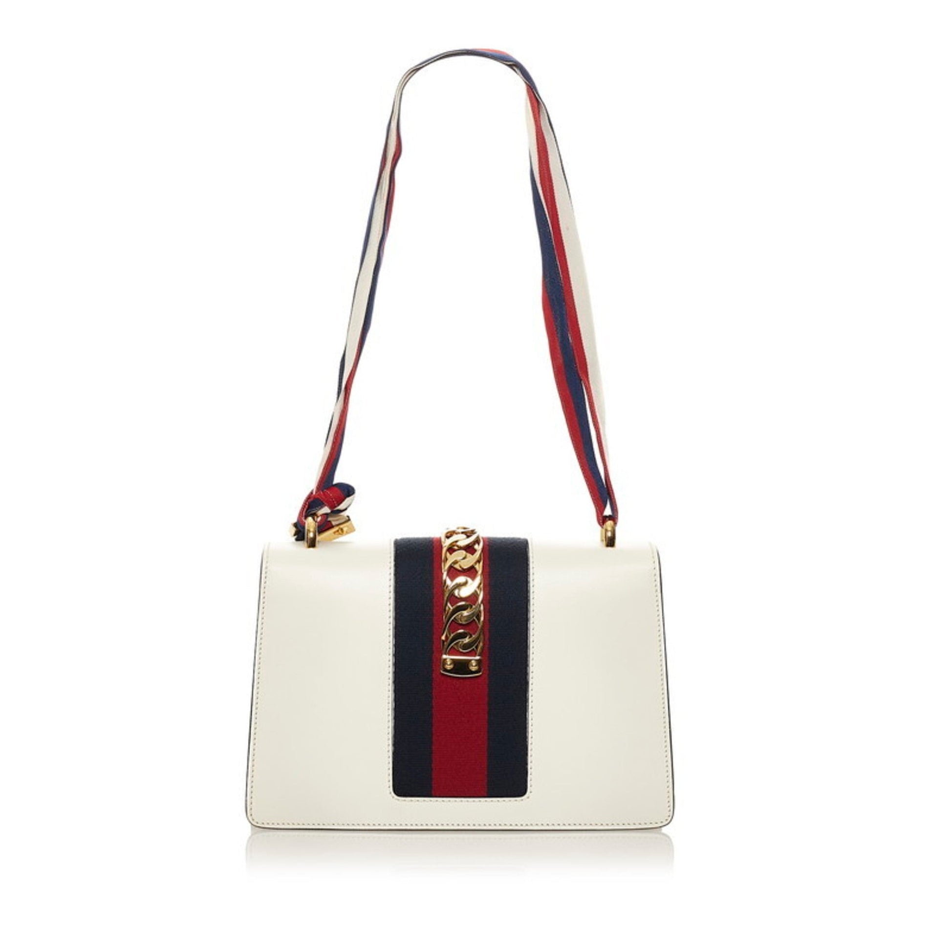 Gucci Sylvie White Leather Shoulder Bag Style 1