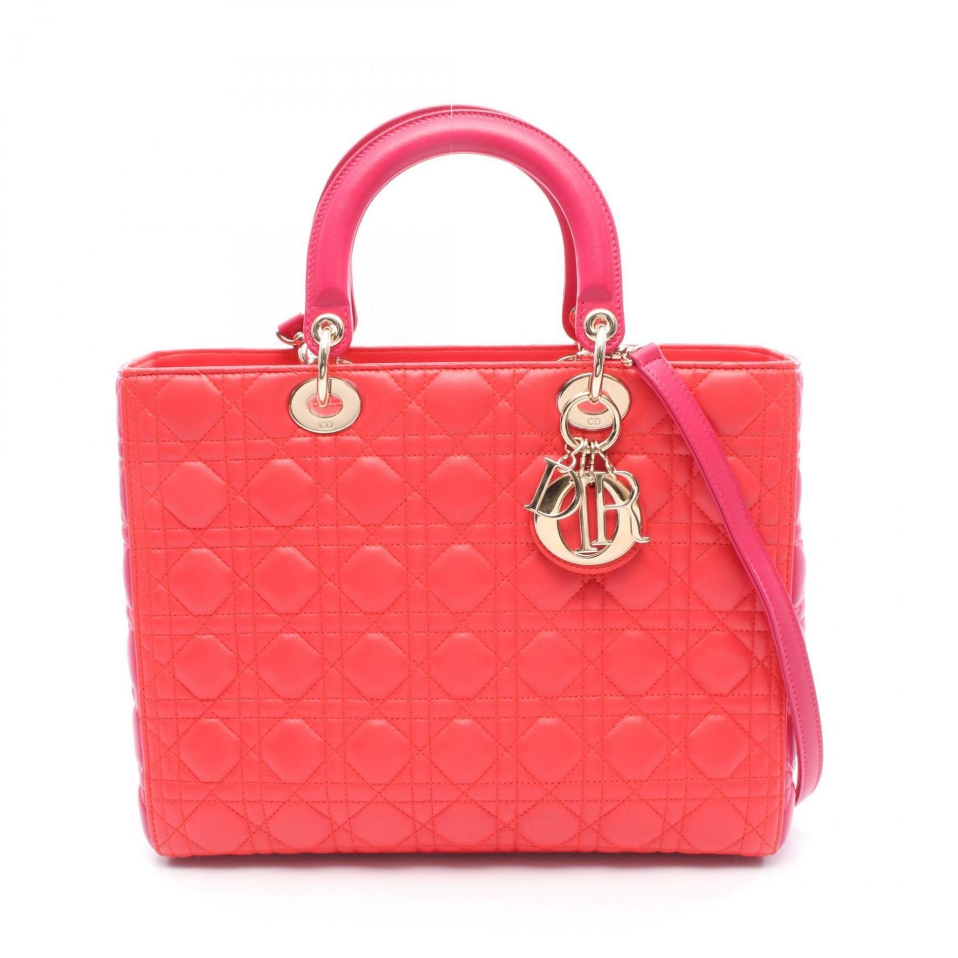 Christian Dior Pink Red Color Leather Handbag ()