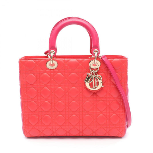 Christian Dior Pink Red Color Leather Handbag ()