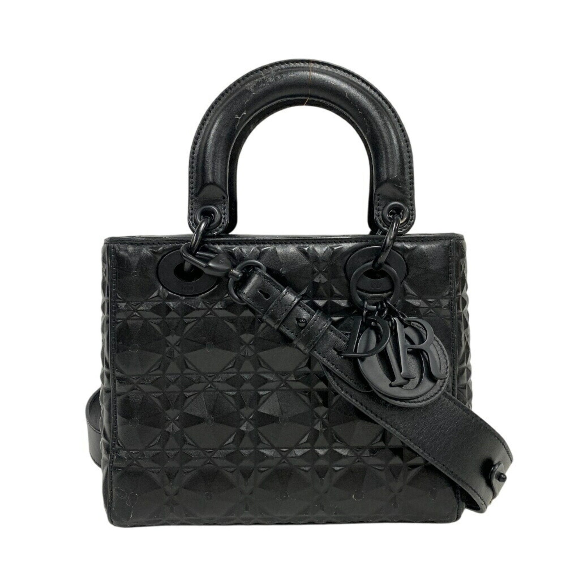 Christian Dior Black Leather Handbag Shoulder Bag ()