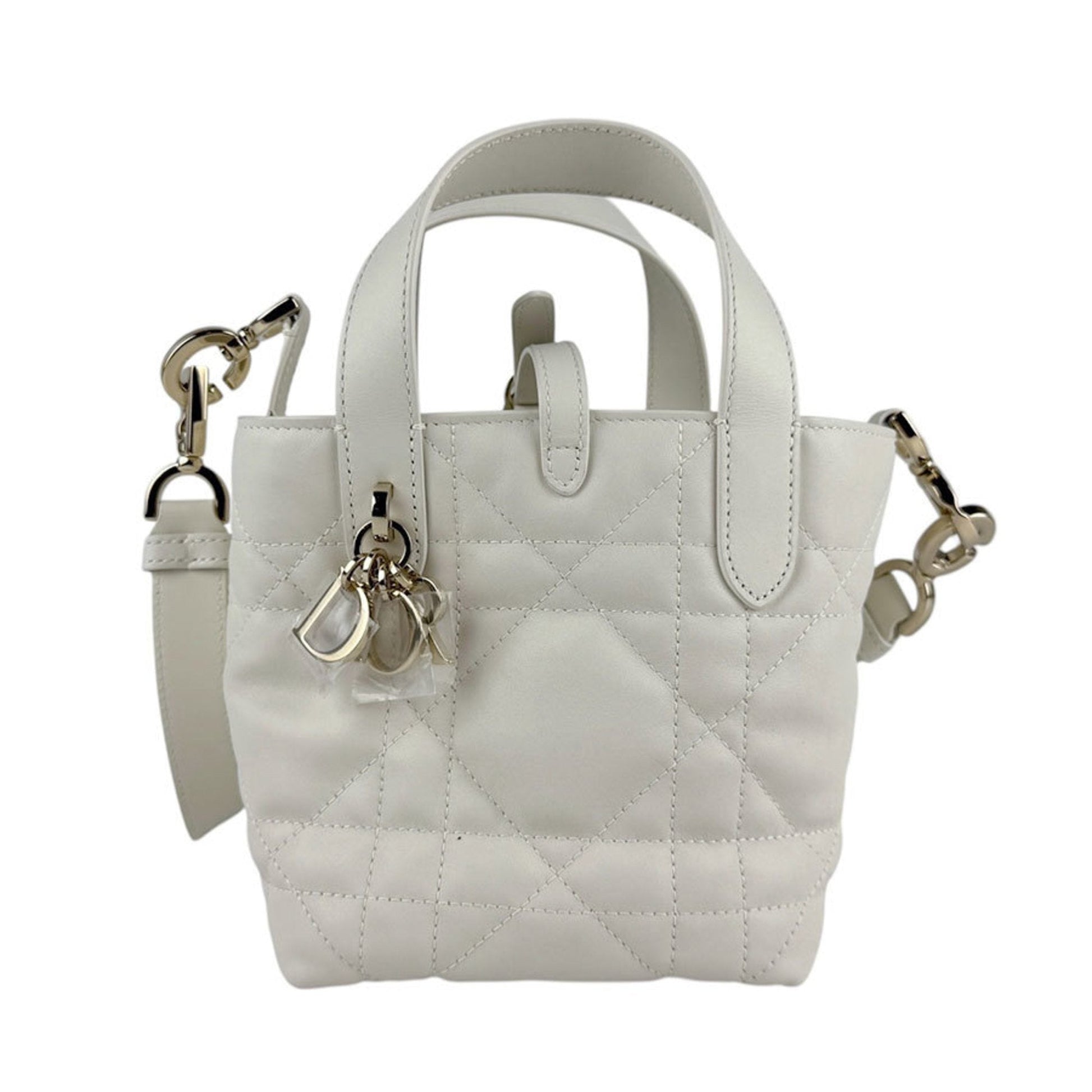 Christian Dior White Leather Handbag Shoulder Bag ()