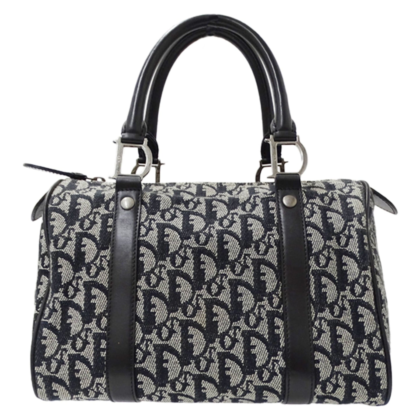 Christian Dior Black Canvas Boston Bag Handbag ()