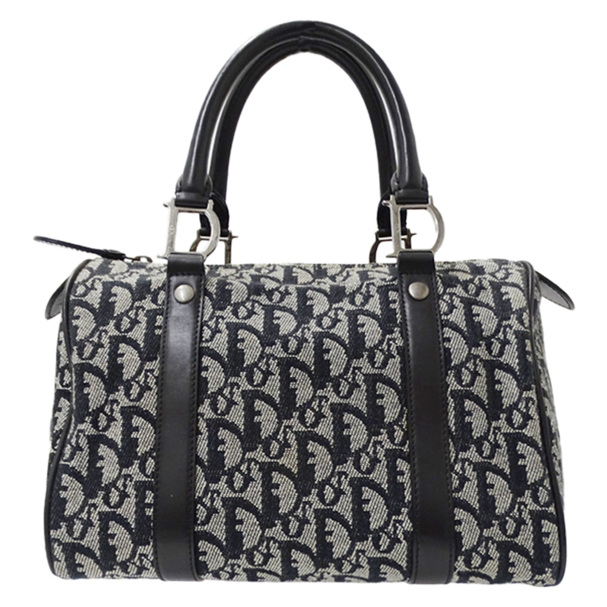 Christian Dior Black Canvas Boston Bag Handbag ()