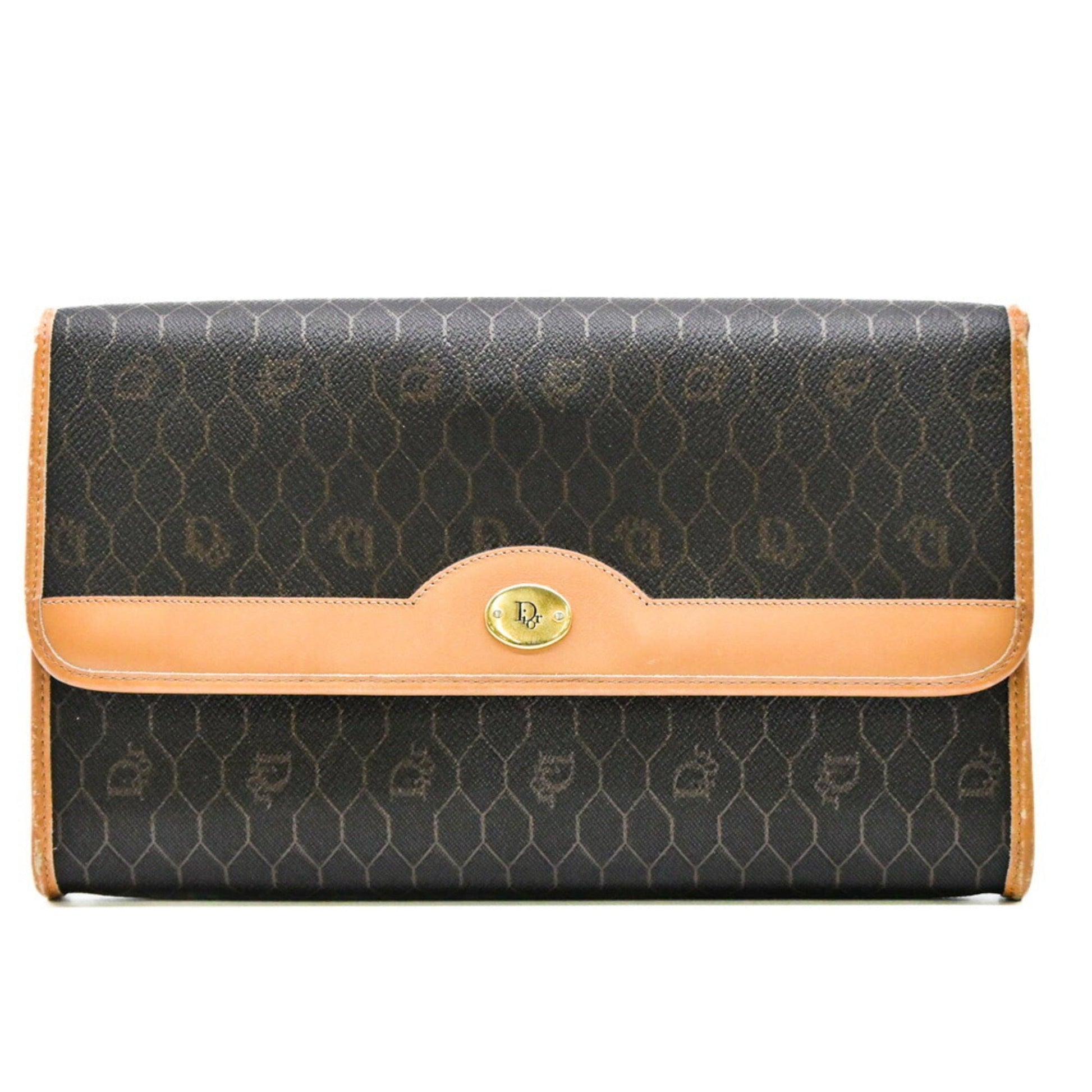 Christian Dior Dark Brown Light Brown Leather Shoulder Bag ()
