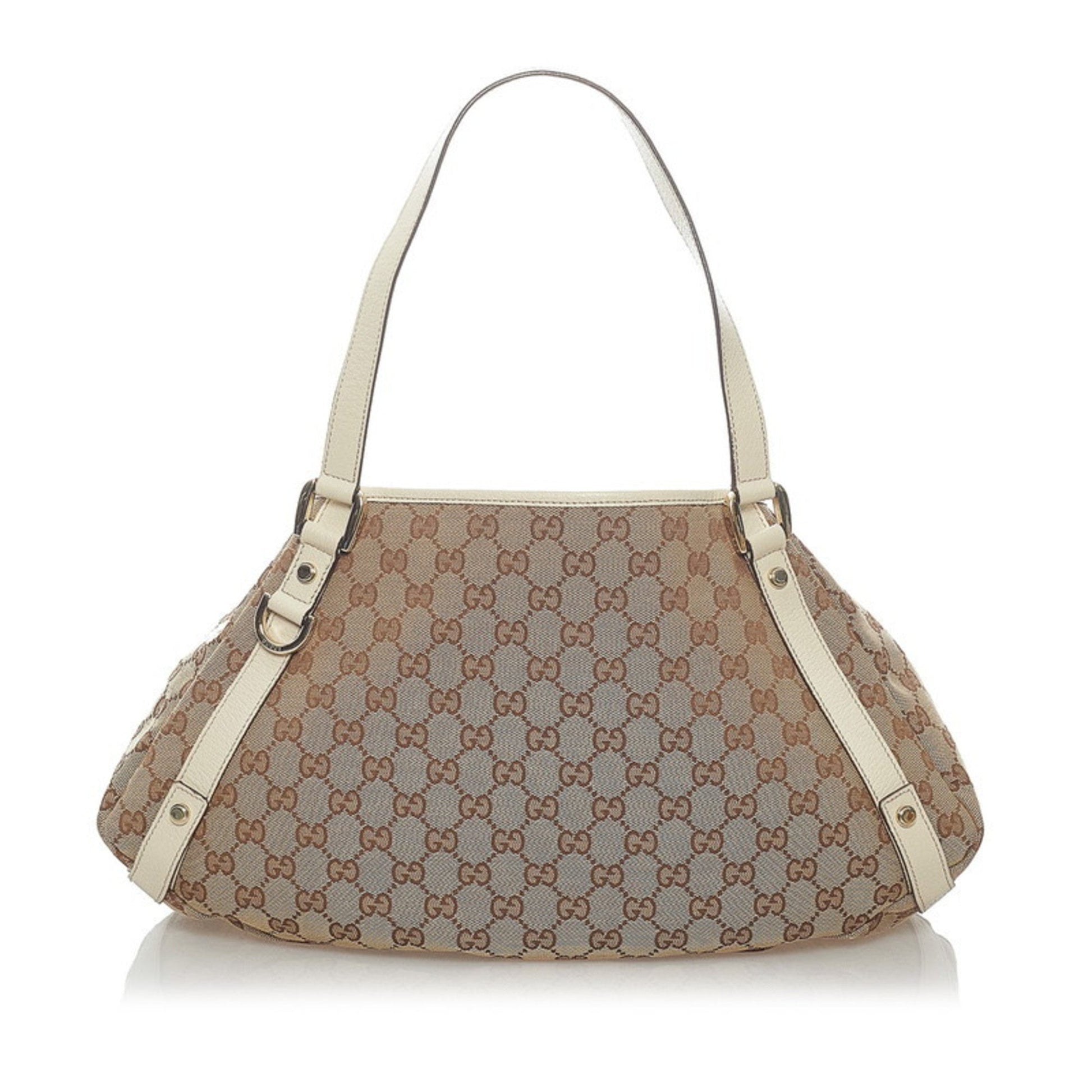 Gucci Brown Leather Canvas Tote Style 46