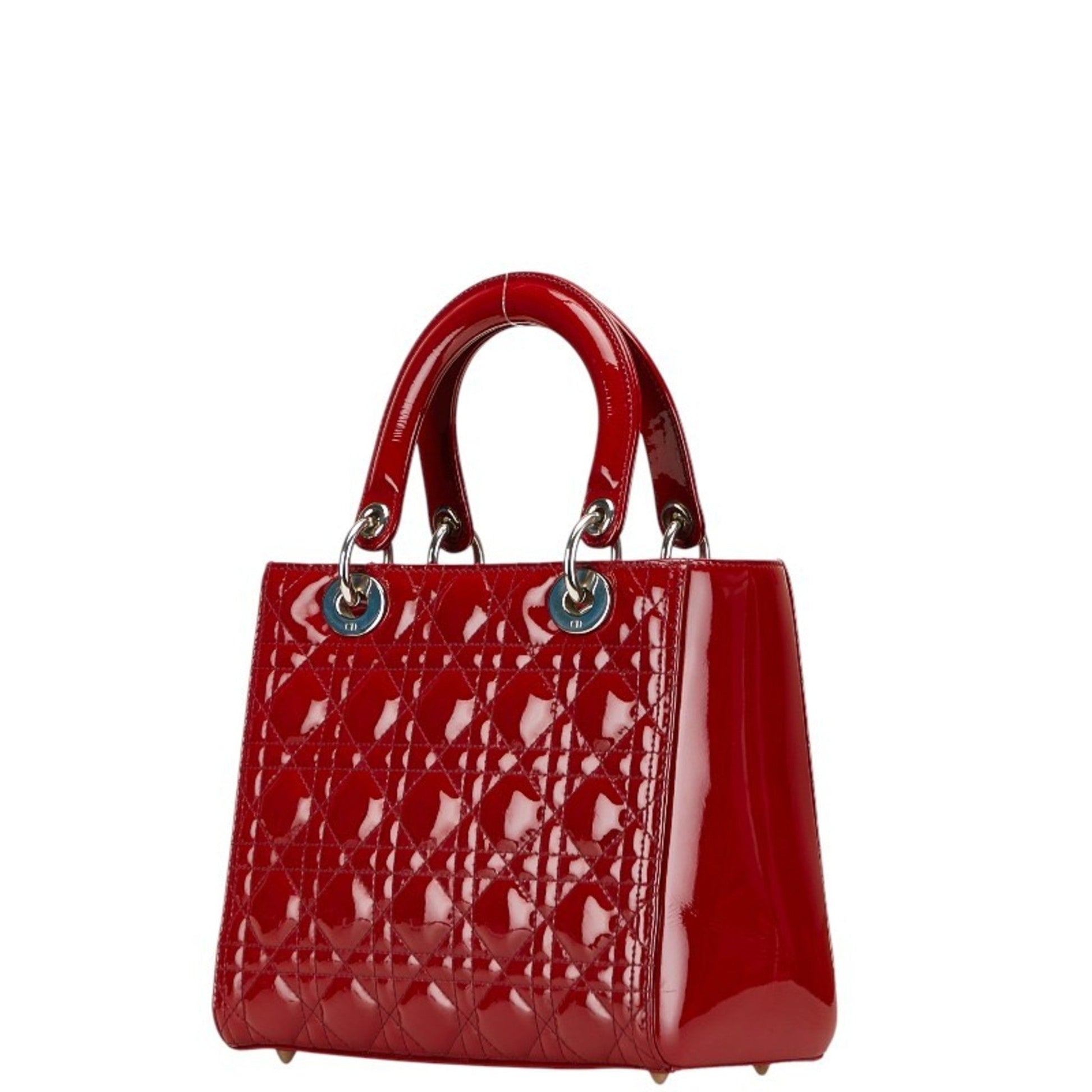 Christian Dior Lady Dior Red Color Patent Leather Handbag Shoulder Bag ()