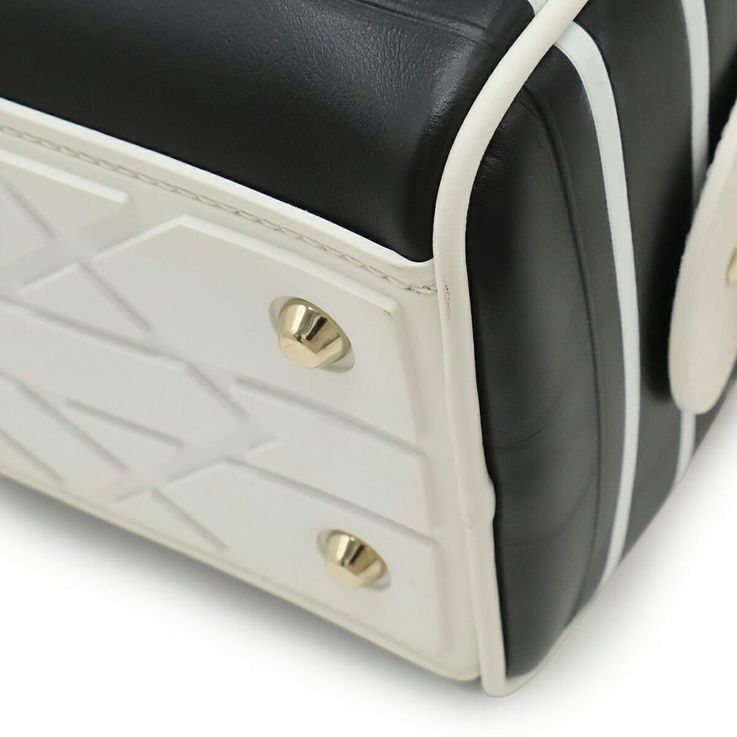Christian Dior Black White Leather Rubber Handbag Shoulder Bag ()