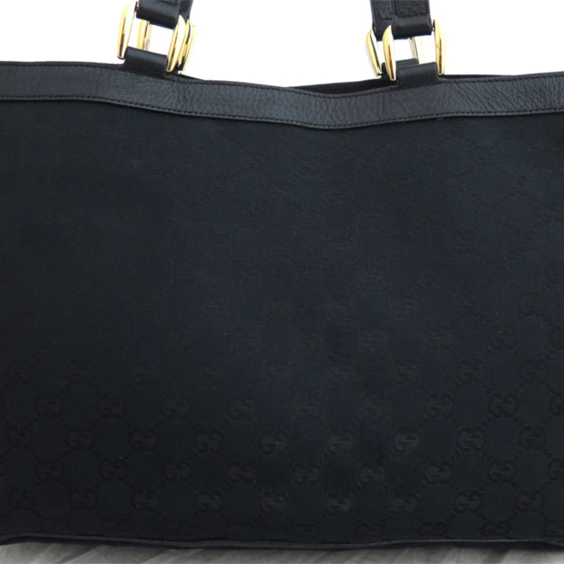 Gucci Black Leather Canvas Tote Style 34