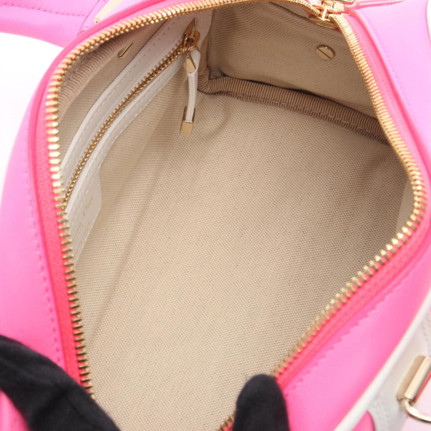 Christian Dior Pink White Leather Handbag ()
