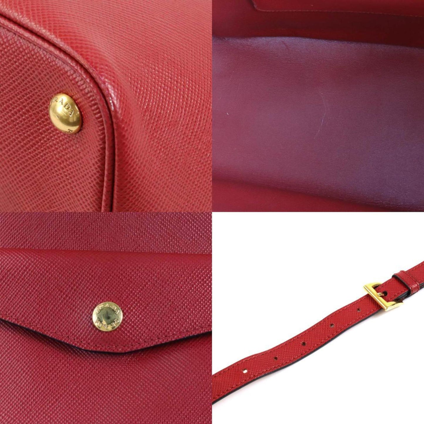 Prada HandBag Shoulder Bag Leather Red Unisex