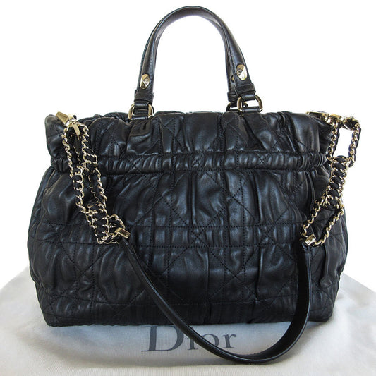 Christian Dior Black Leather Handbag Shoulder Bag ()