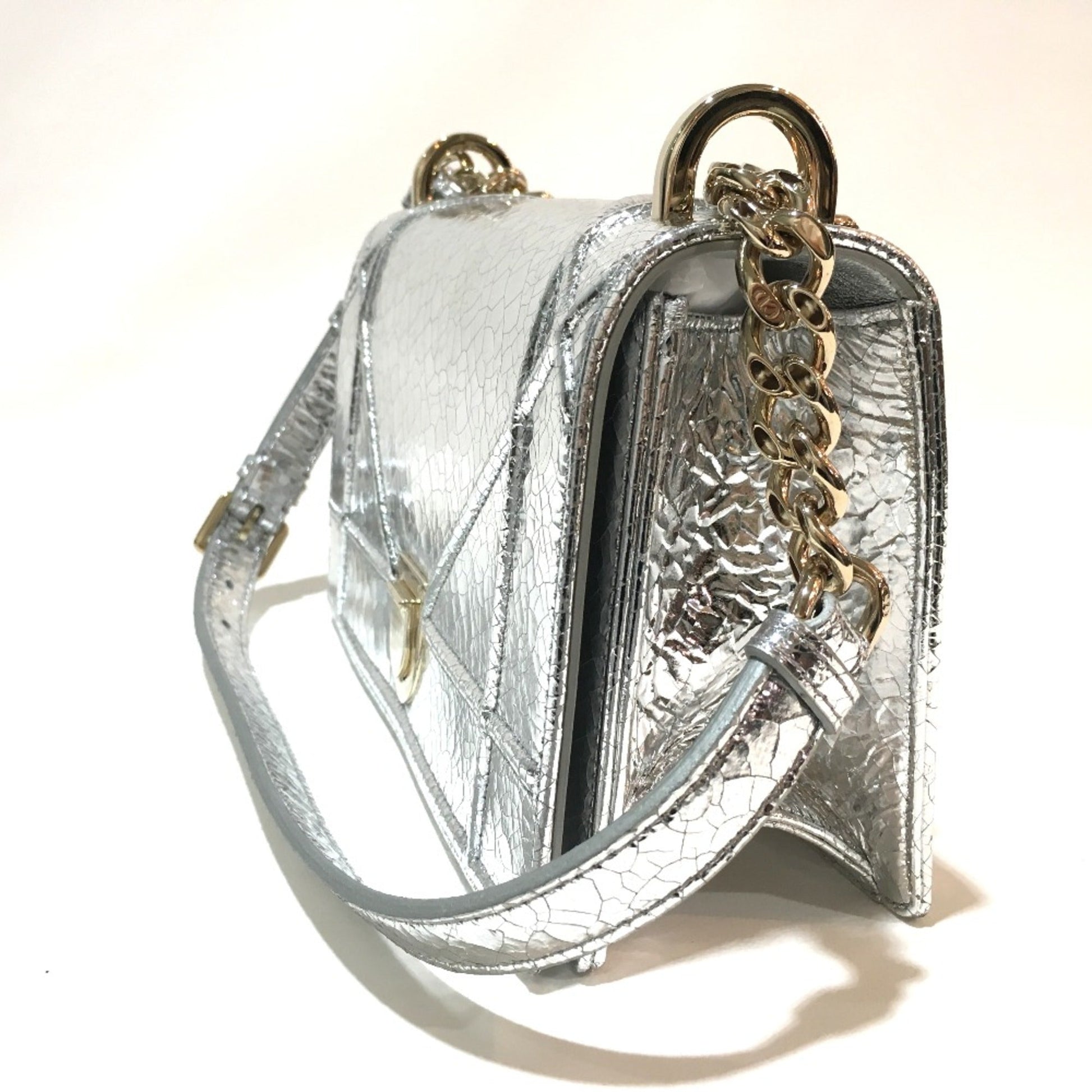 Christian Dior Silver Leather Shoulder Bag ()