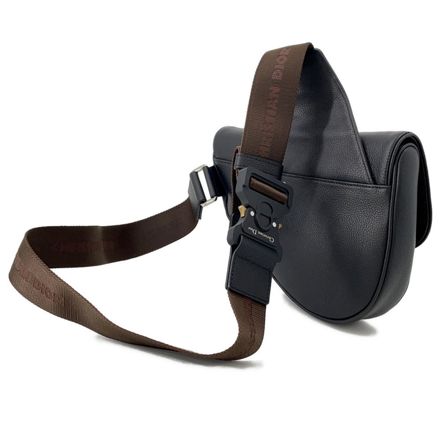 Christian Dior Black Leather Saddle Bag Sling Bag ()