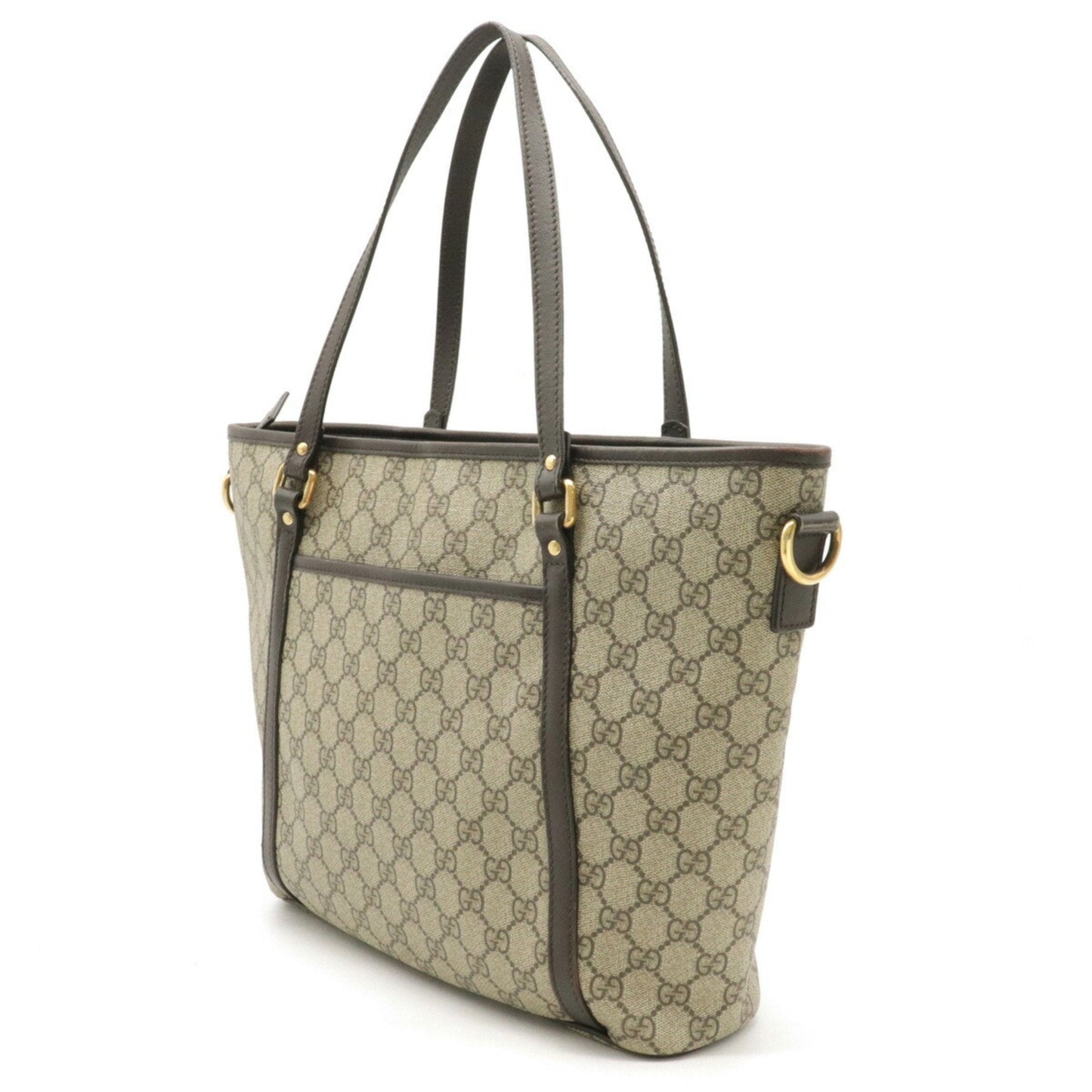 Gucci GG Supreme Brown Leather PVC Tote Style 2