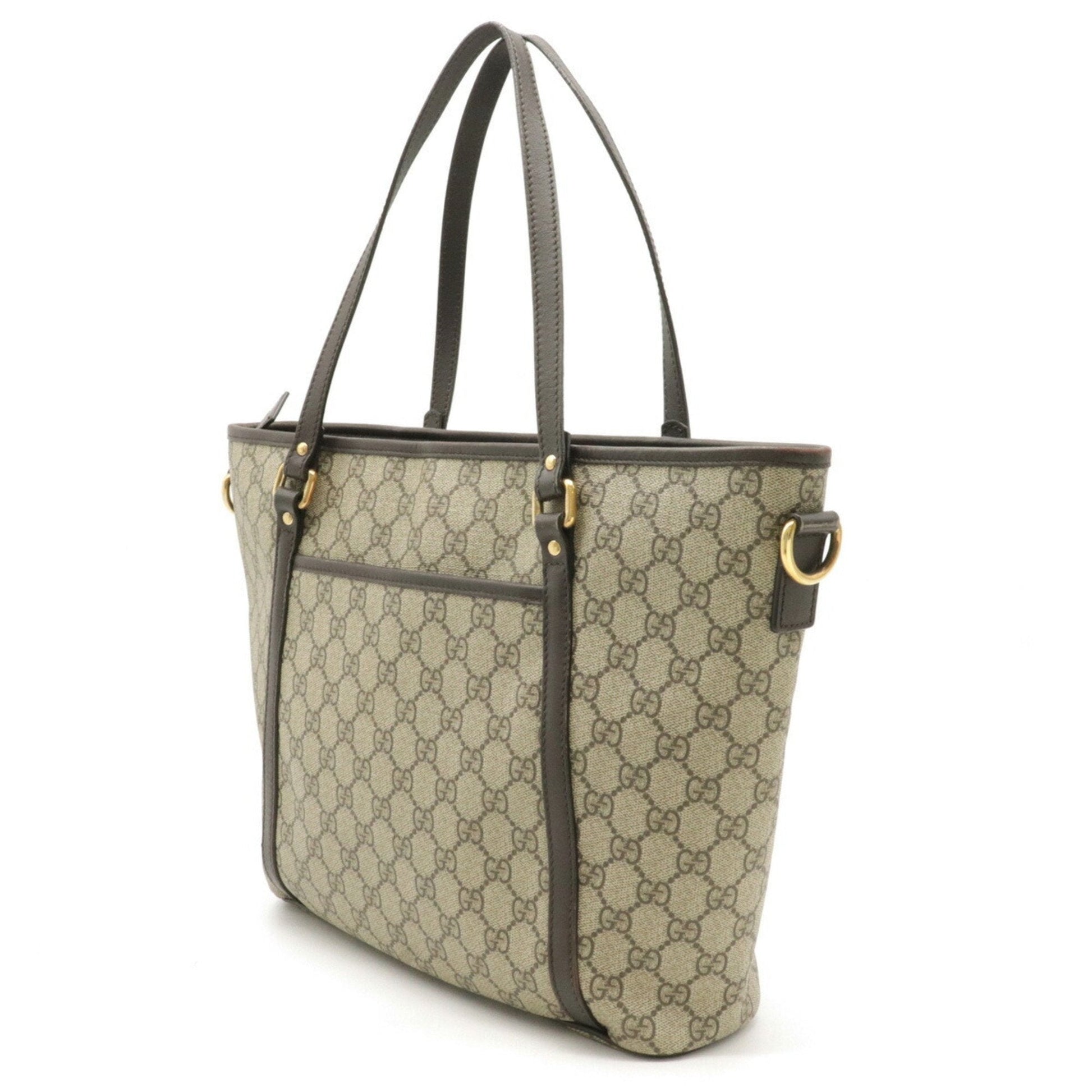 Gucci GG Supreme Brown Leather PVC Tote Style 2