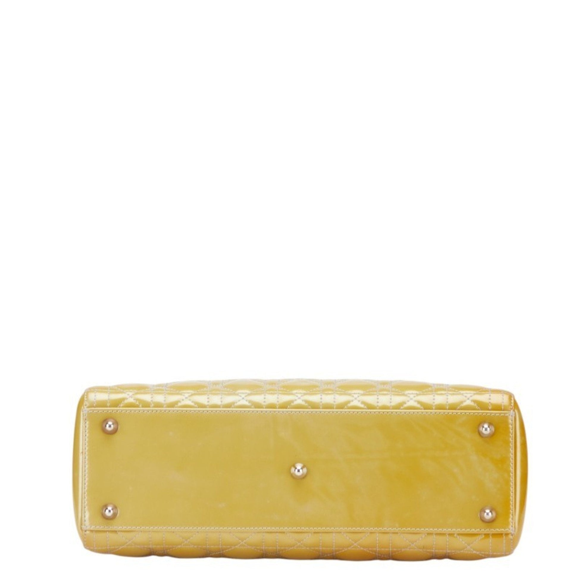 Christian Dior Lady Dior Yellow Patent Leather Handbag Shoulder Bag ()