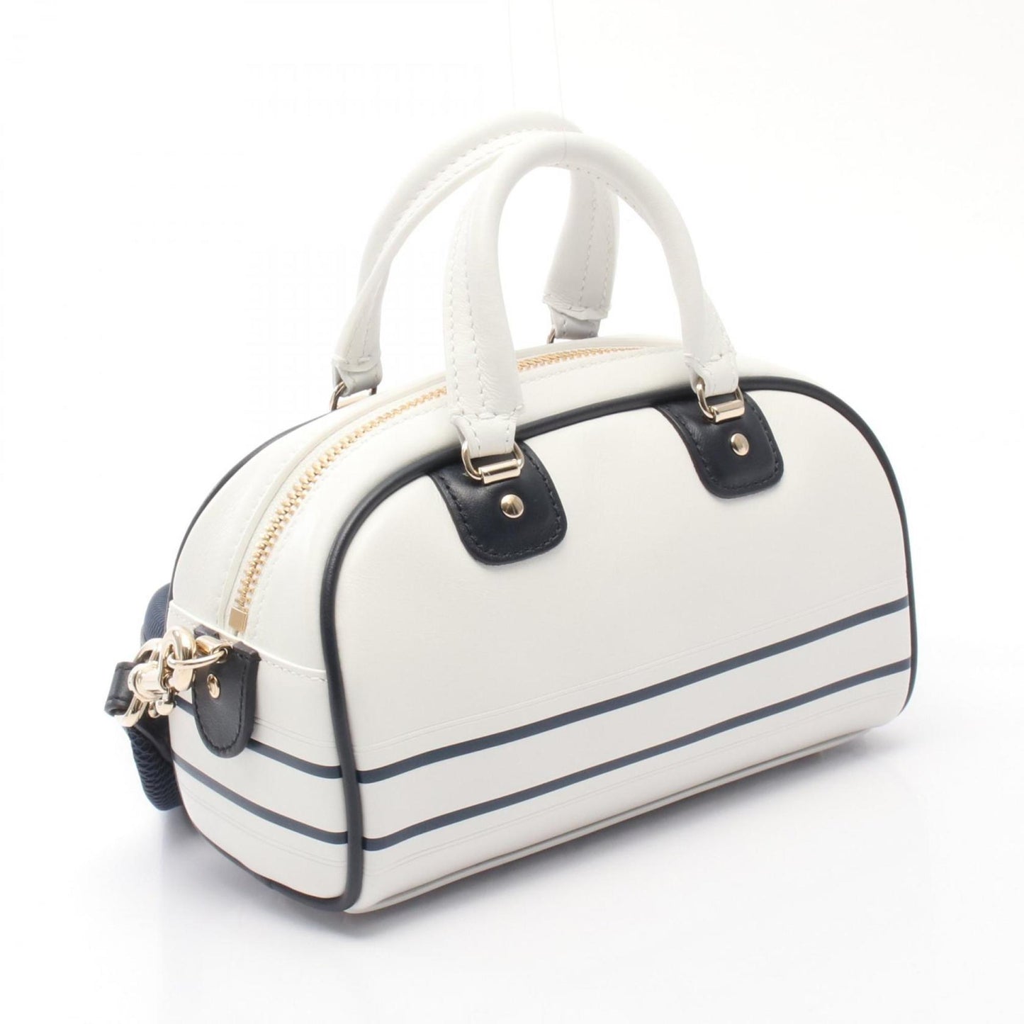 Christian Dior Navy White Leather Handbag ()