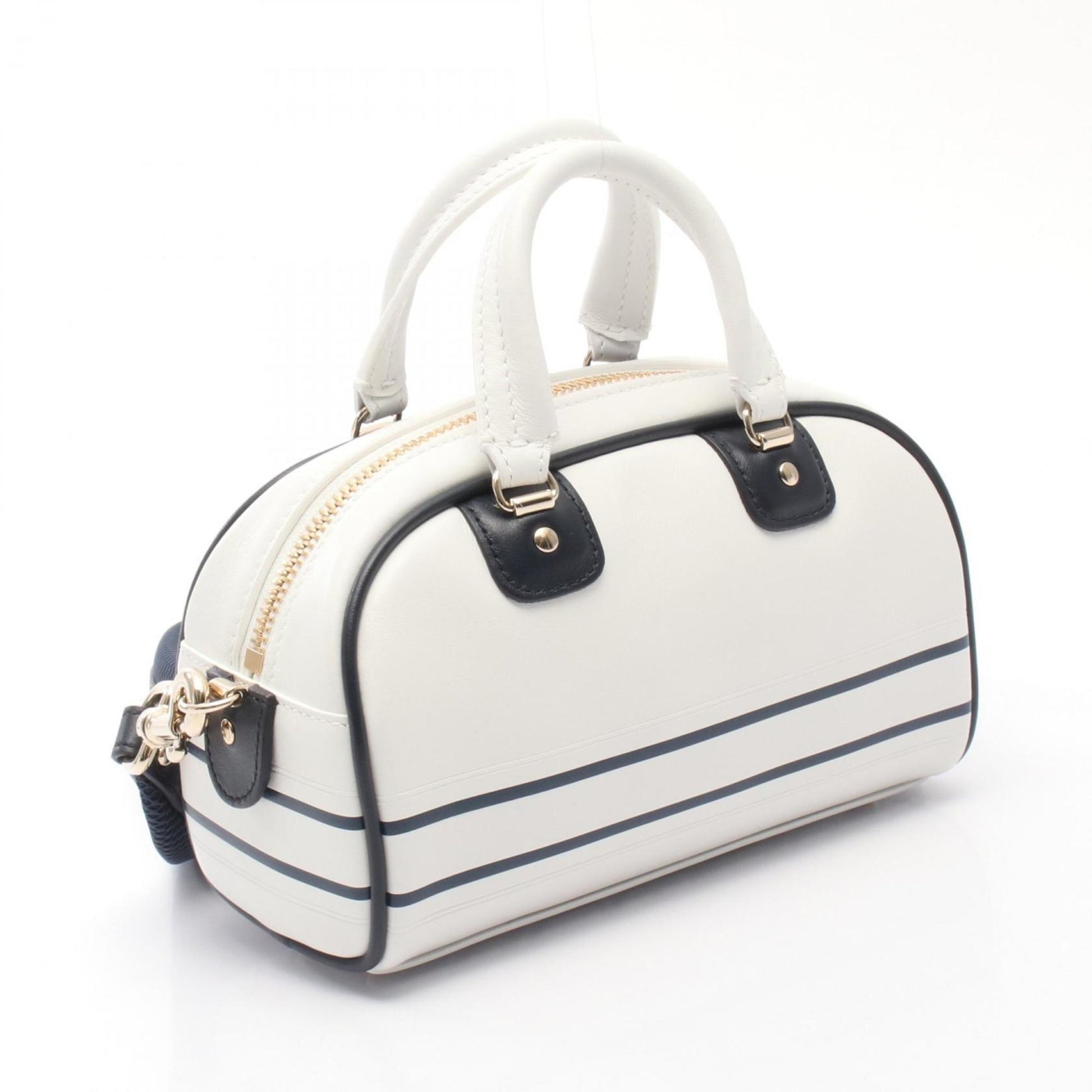 Christian Dior Navy White Leather Handbag ()