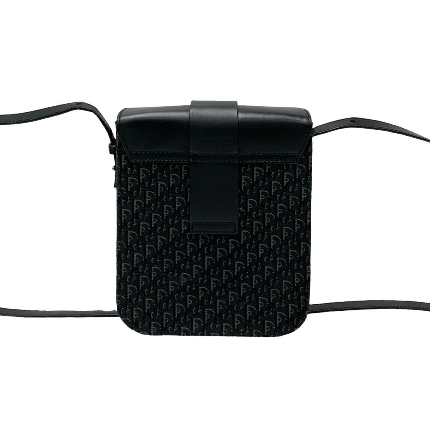 Christian Dior Black Leather Canvas Shoulder Bag ()