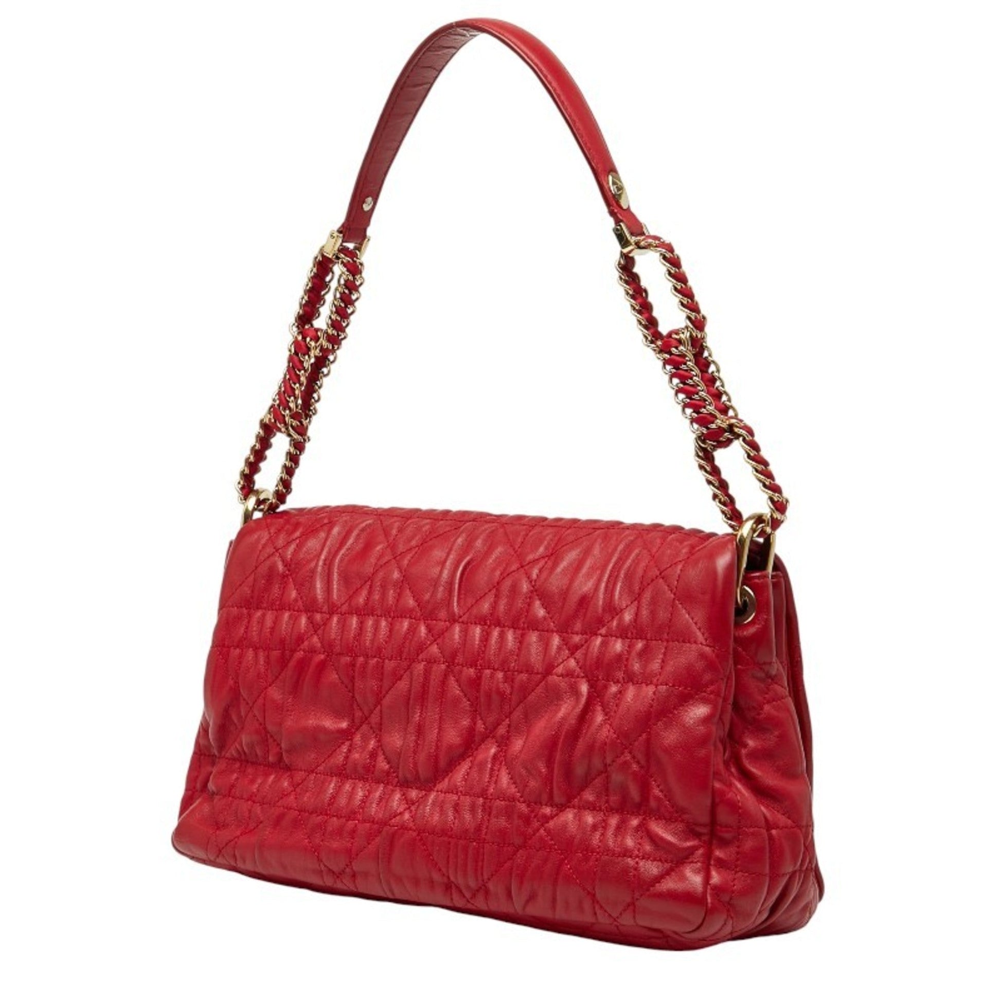 Christian Dior Red Color Leather Handbag Shoulder Bag ()