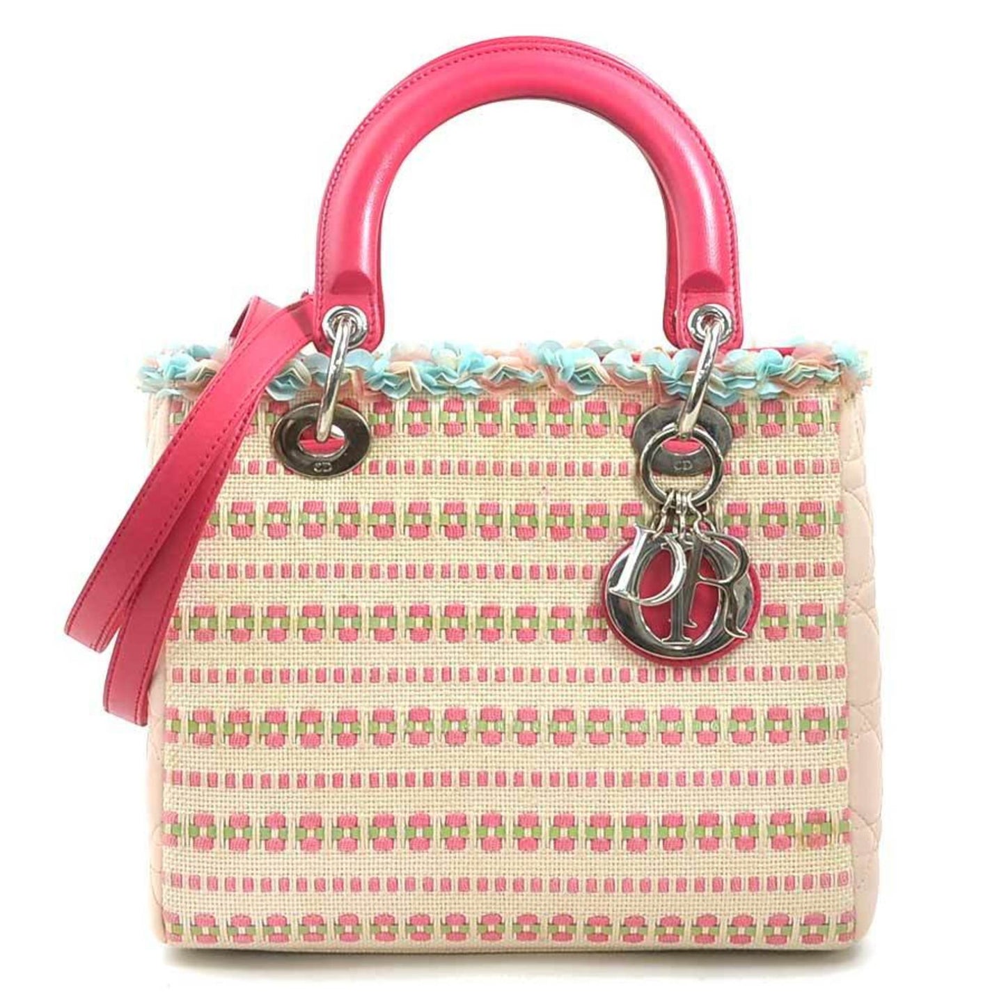 Christian Dior Pink Canvas Leather Handbag Shoulder Bag ()