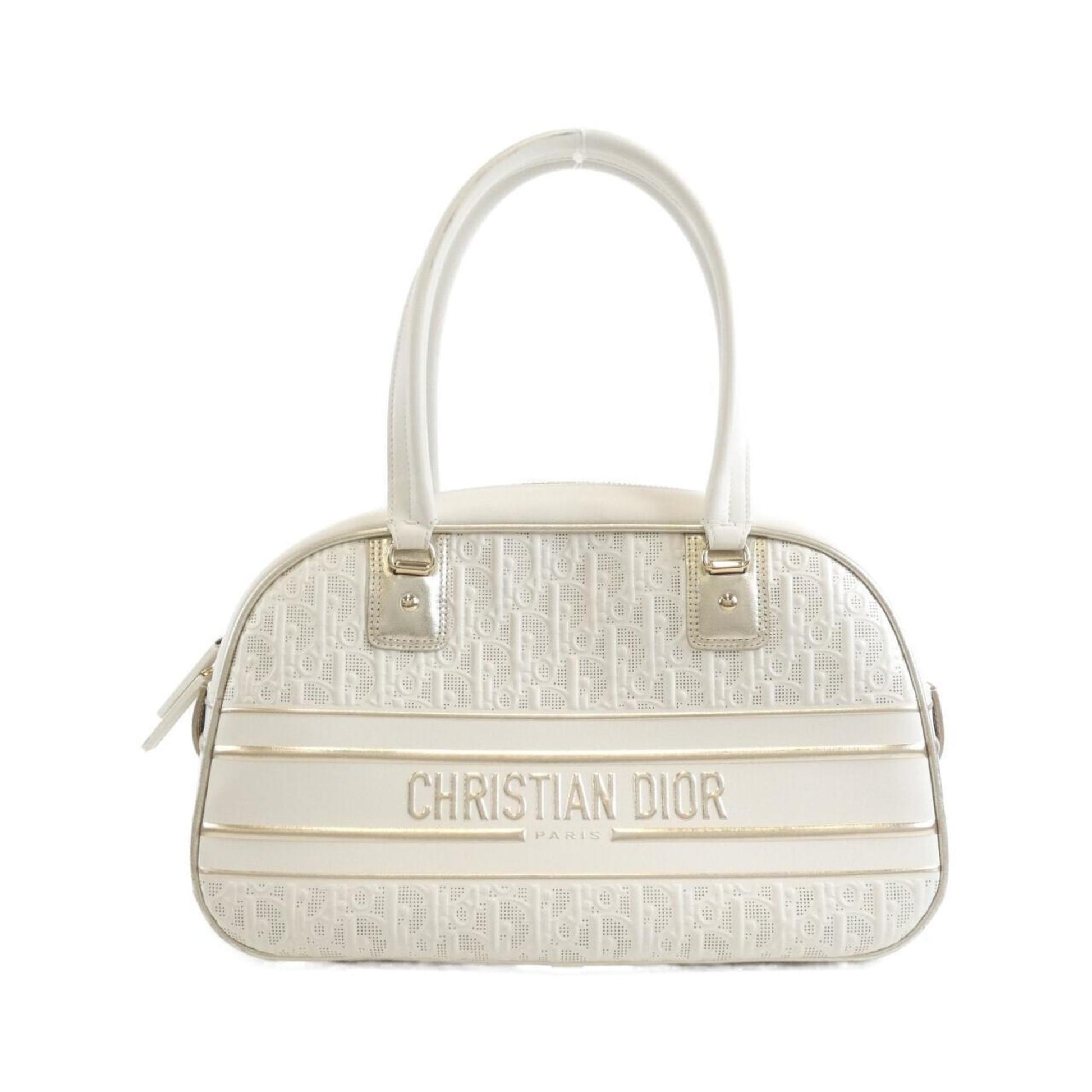 Christian Dior White Leather Boston Bag ()