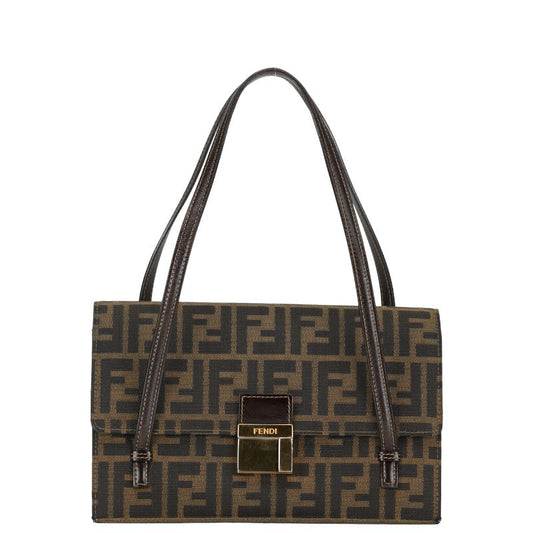 Fendi Zucca Canvas Leather Handbag