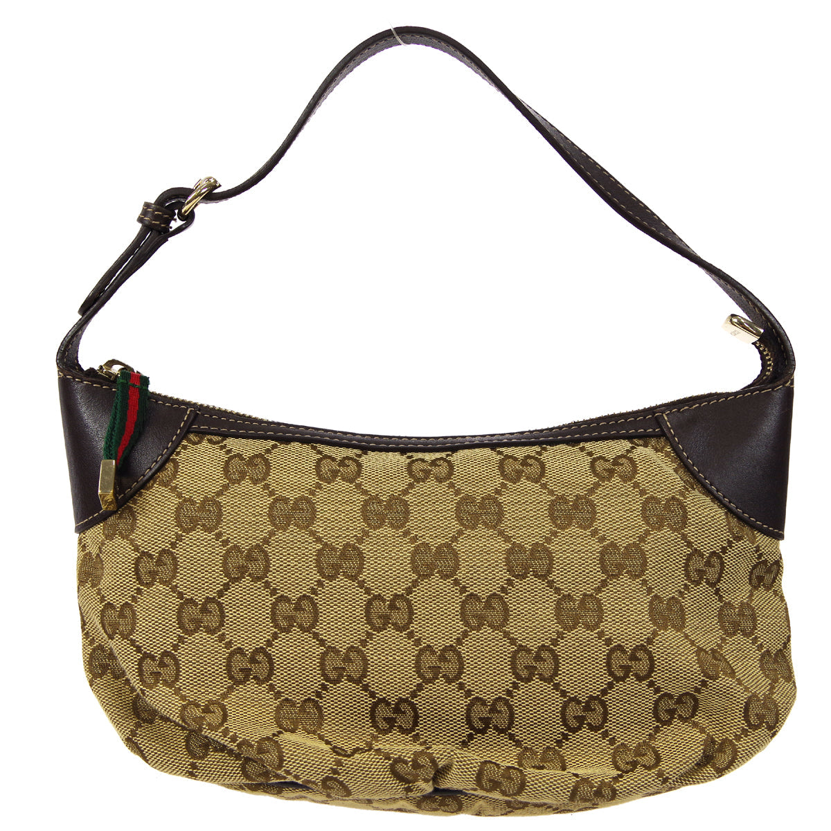 Gucci Sherry Line Brown Leather Canvas Handbag