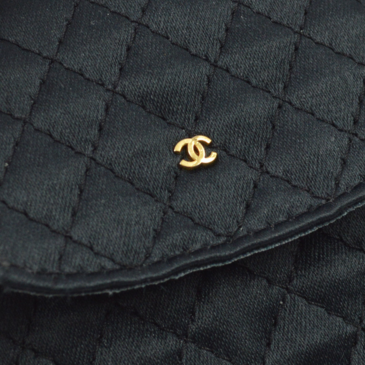 Chanel Black Satin Mini Shoulder Pouch Bag