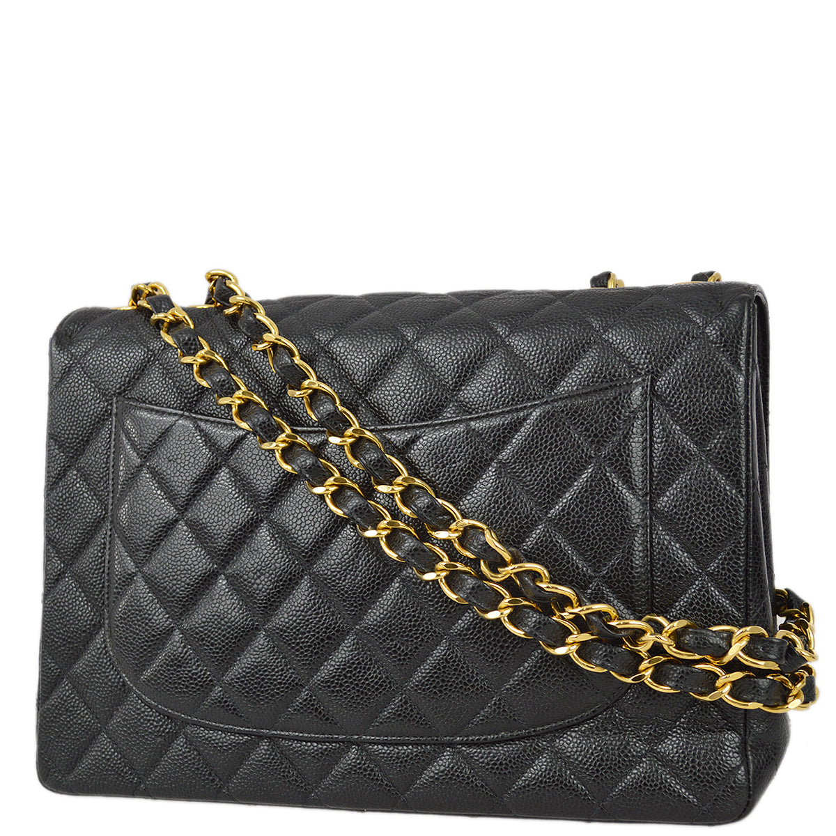 Chanel Black Caviar Jumbo Classic Flap Shoulder Bag