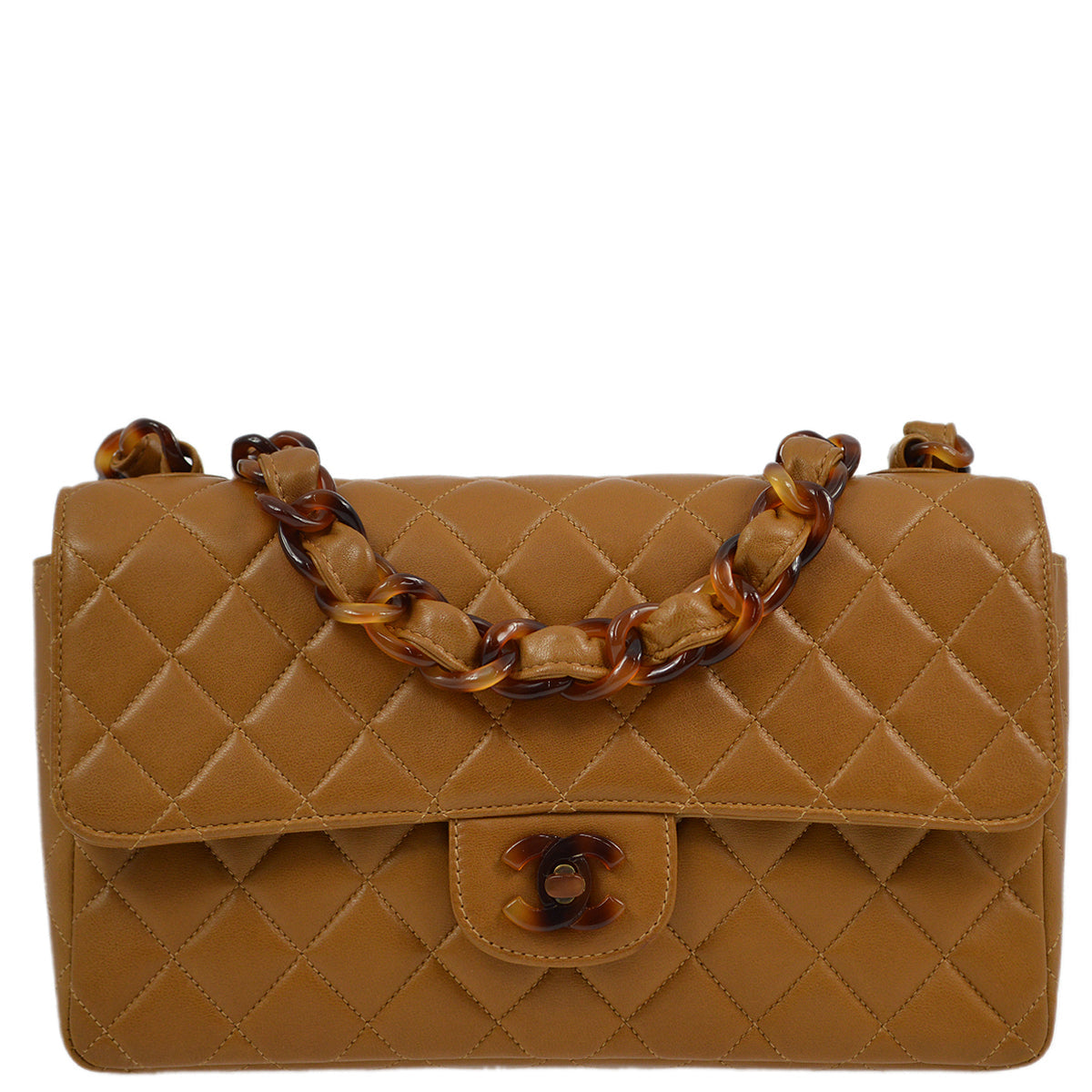 Chanel Brown Lambskin Medium Single Flap Shoulder Bag