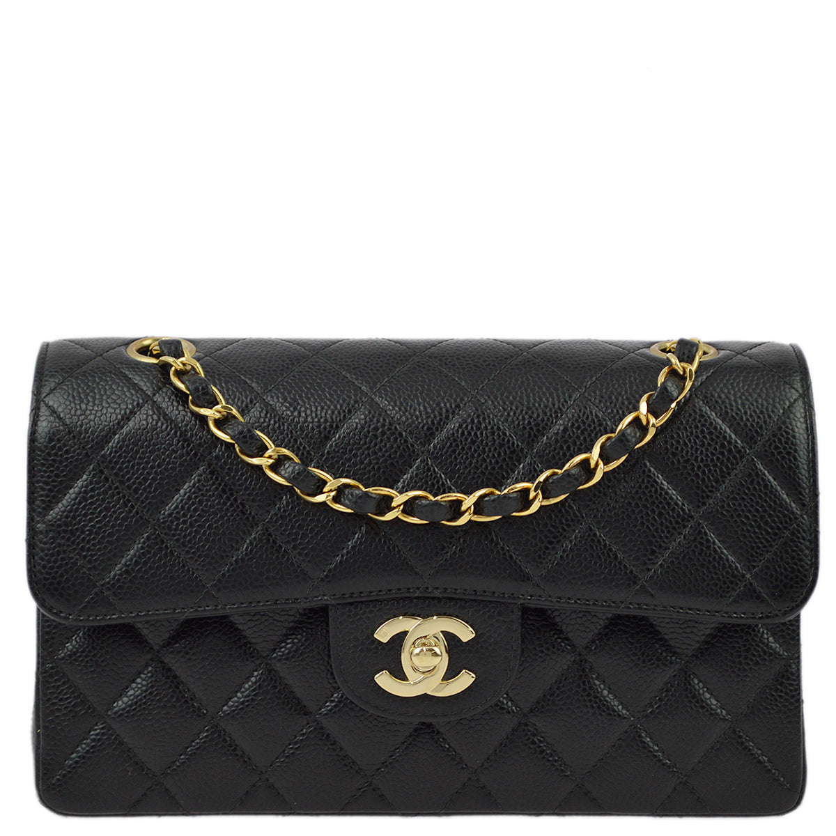 Chanel Black Caviar Small Classic Double Flap Shoulder Bag